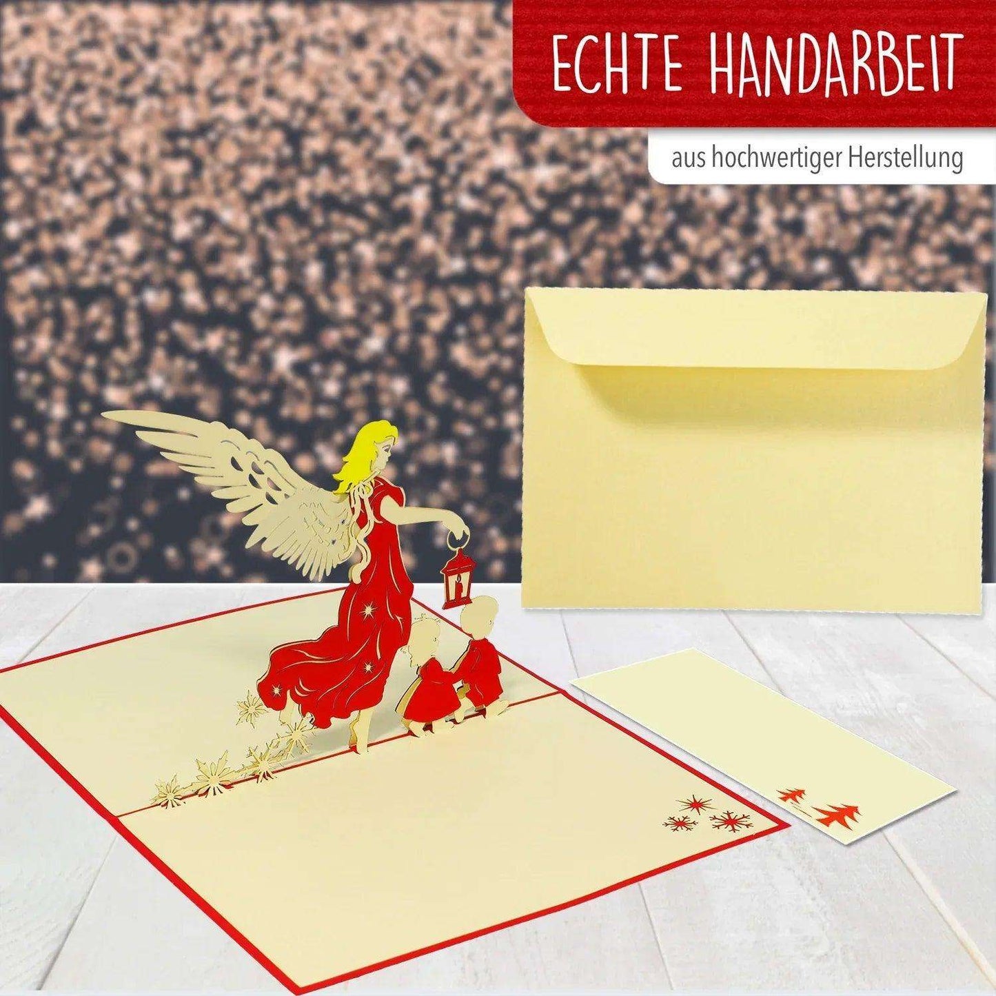 Pop Up Weihnachtskarte 3D - Engel, Christkind mit Kindern, N446 - LINPopUp