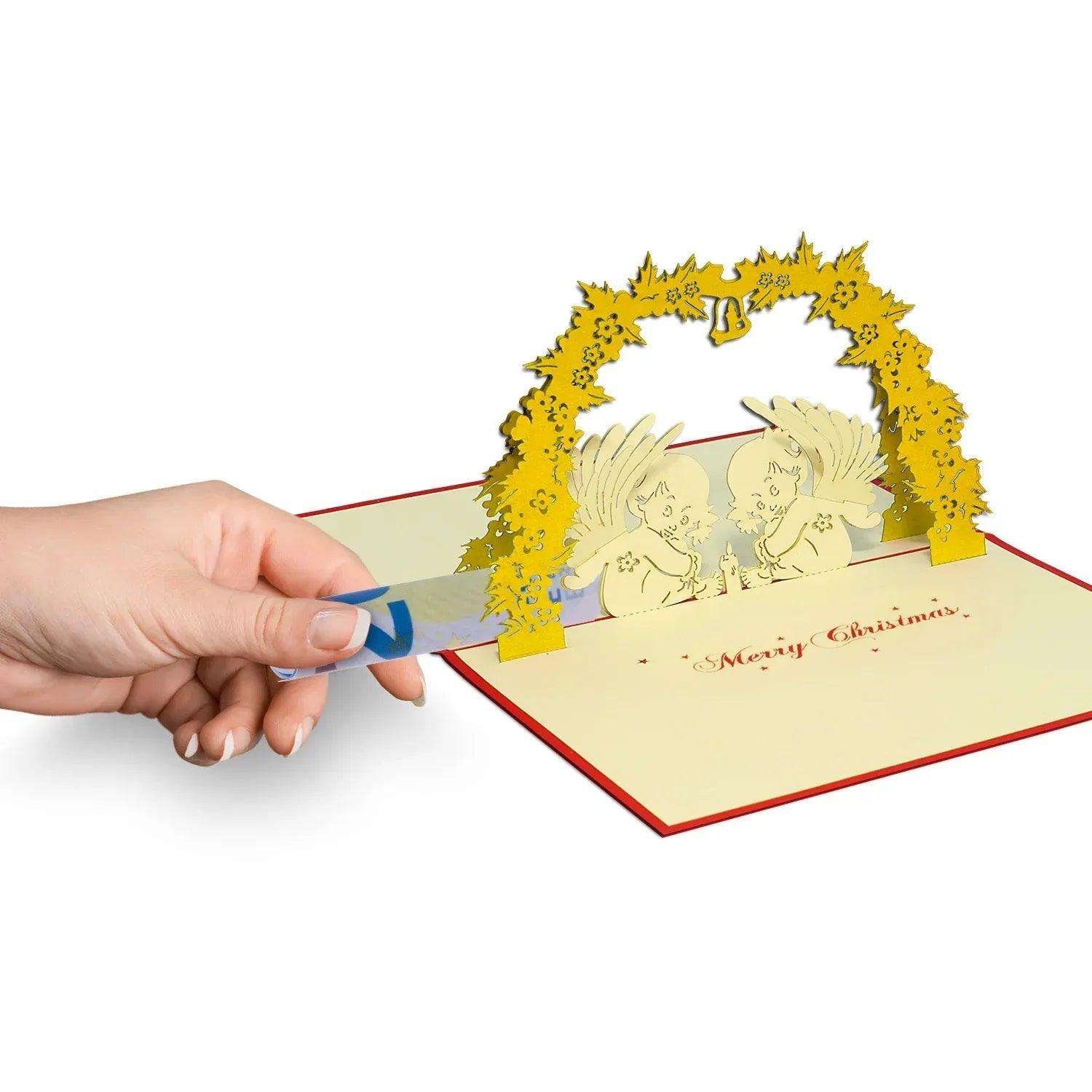 Pop Up Weihnachtskarte 3D - Engel mit Mistelzweig, N410 LINPopUp N410