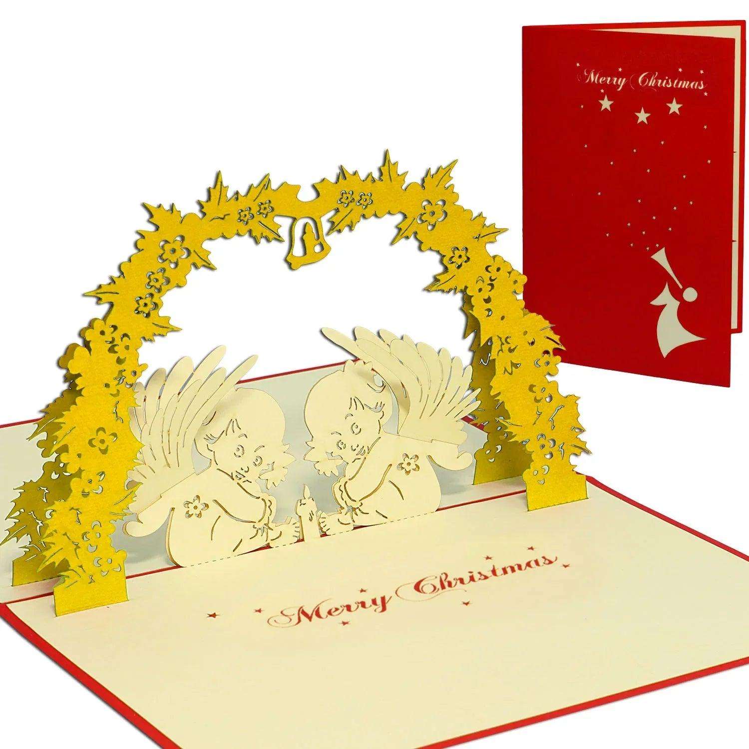 Pop Up Weihnachtskarte 3D - Engel mit Mistelzweig, N410 LINPopUp N410