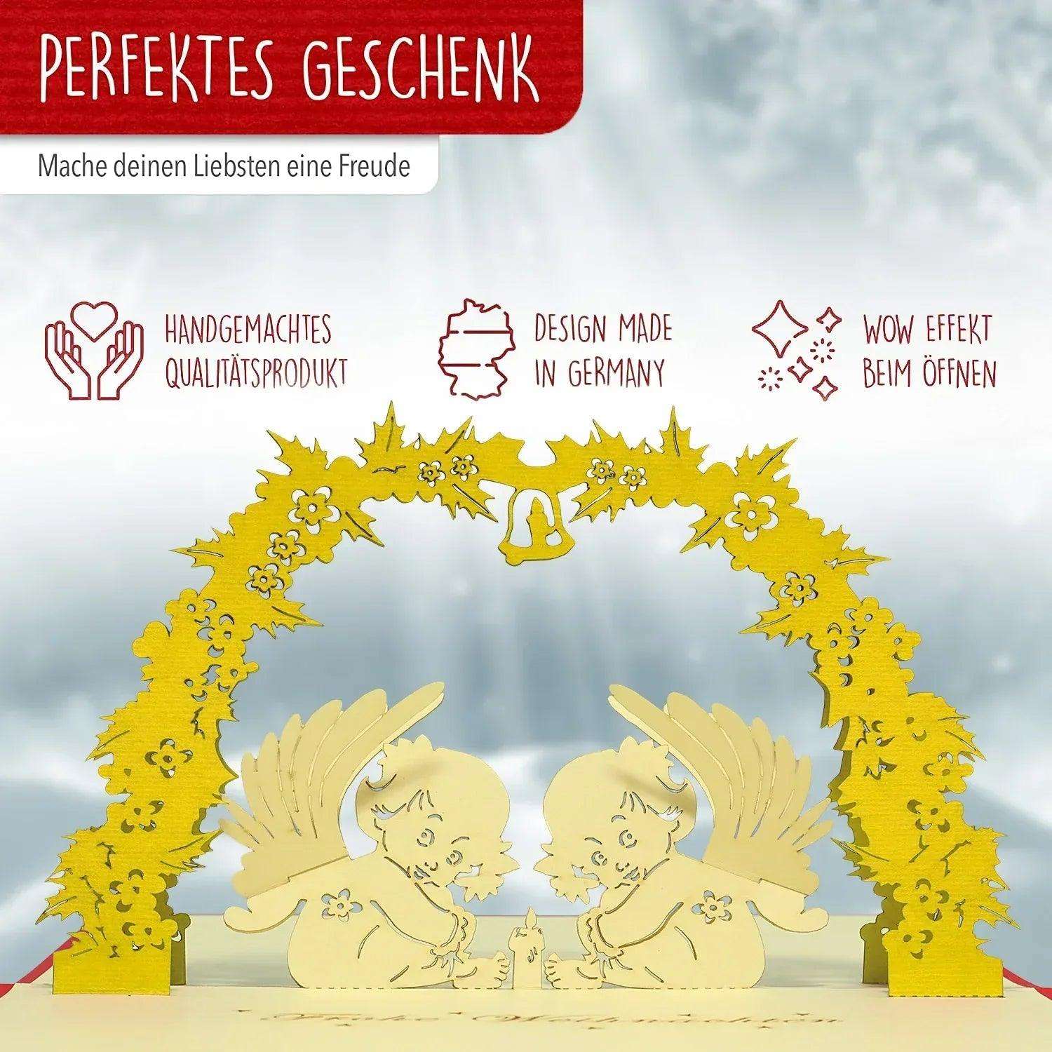 Pop Up Weihnachtskarte 3D - Engel mit Mistelzweig, N410 LINPopUp N410