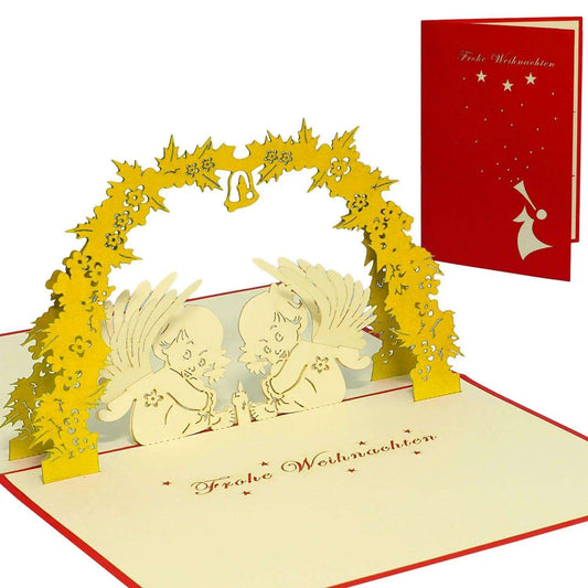 Pop Up Weihnachtskarte 3D - Engel mit Mistelzweig, N410 - LINPopUp