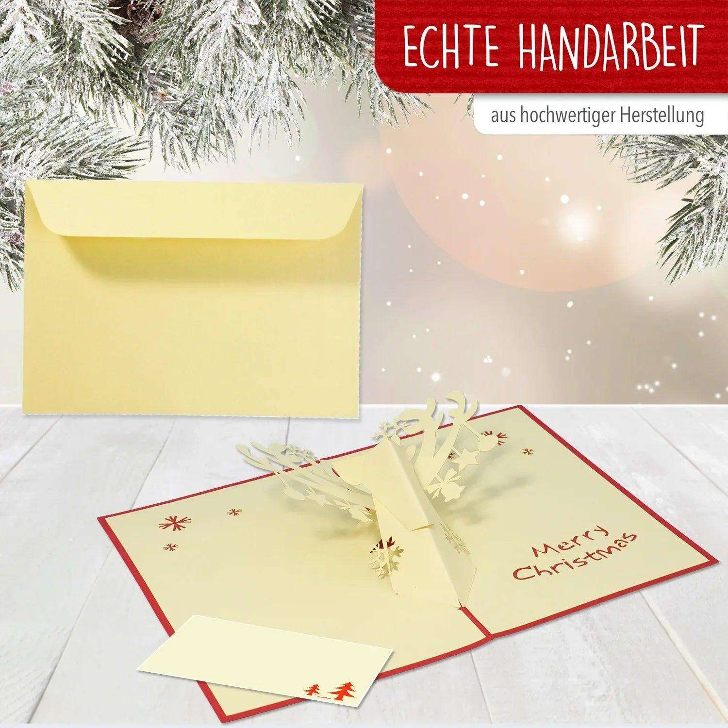 Pop Up Weihnachtskarte 3D - Geschmücktes Rentier, Hirsch, N430 LINPopUp N430