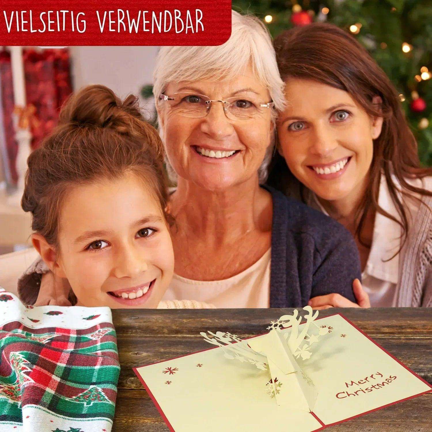 Pop Up Weihnachtskarte 3D - Geschmücktes Rentier, Hirsch, N430 LINPopUp N430