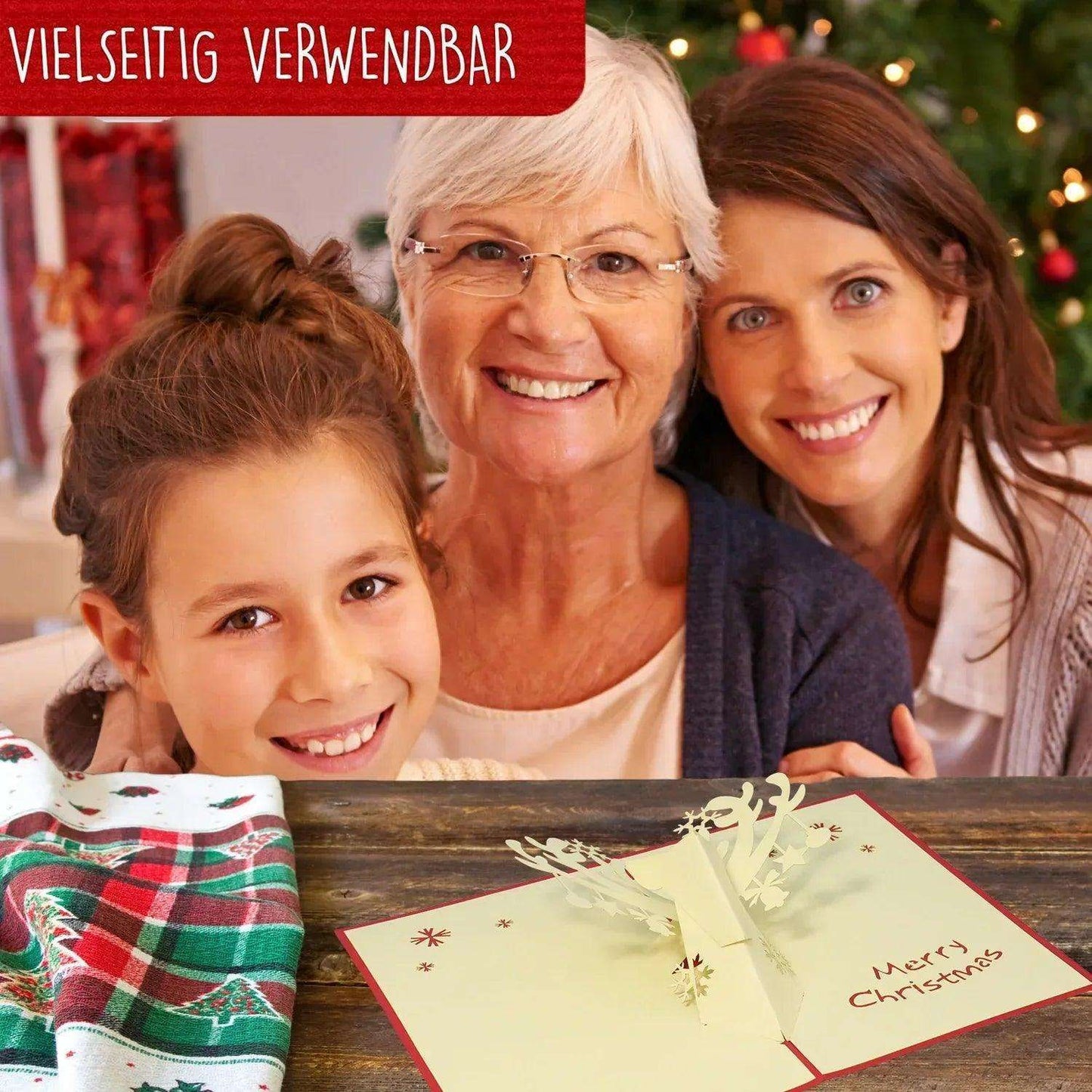 Pop Up Weihnachtskarte 3D - Geschmücktes Rentier, Hirsch, N430 - LINPopUp
