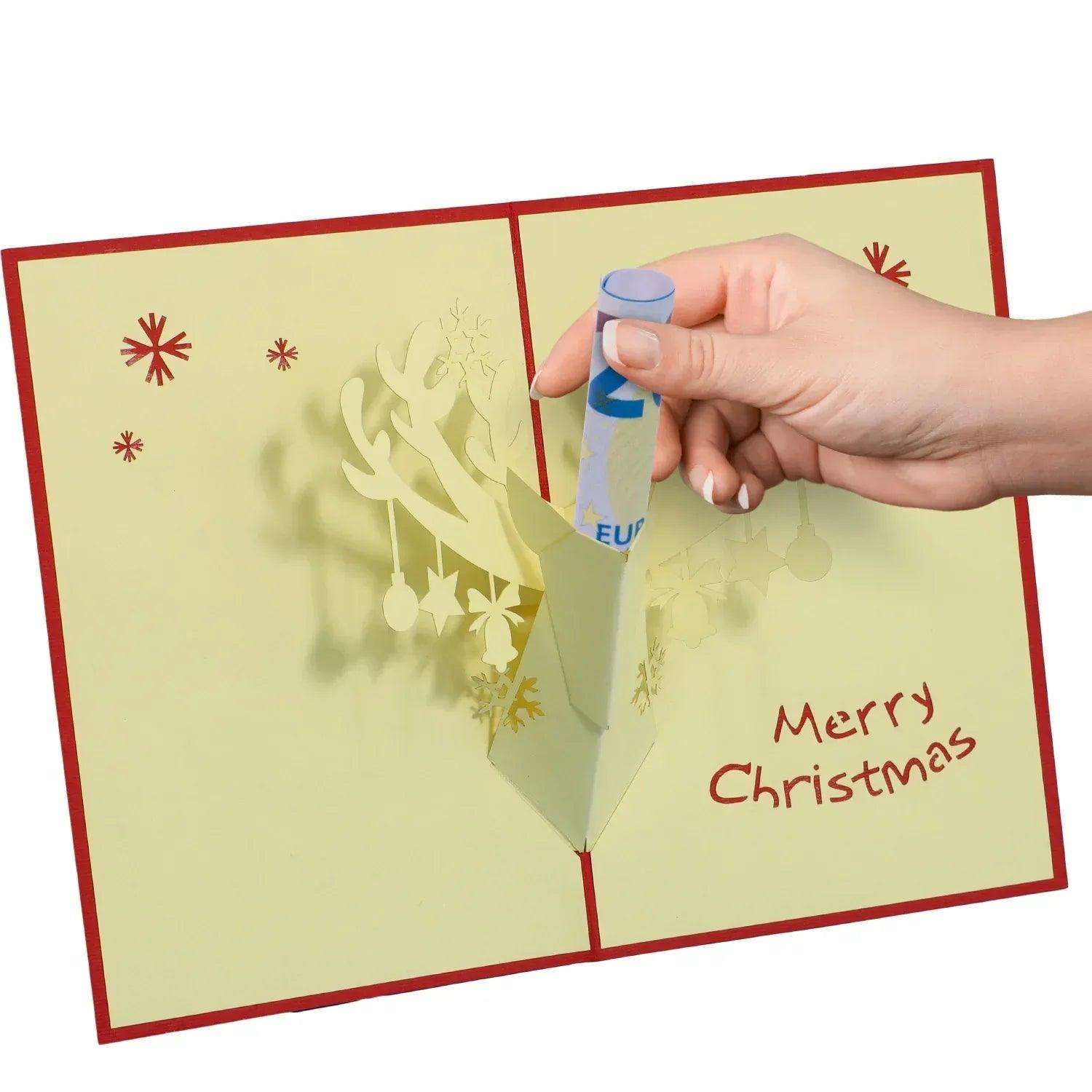 Pop Up Weihnachtskarte 3D - Geschmücktes Rentier, Hirsch, N430 LINPopUp N430
