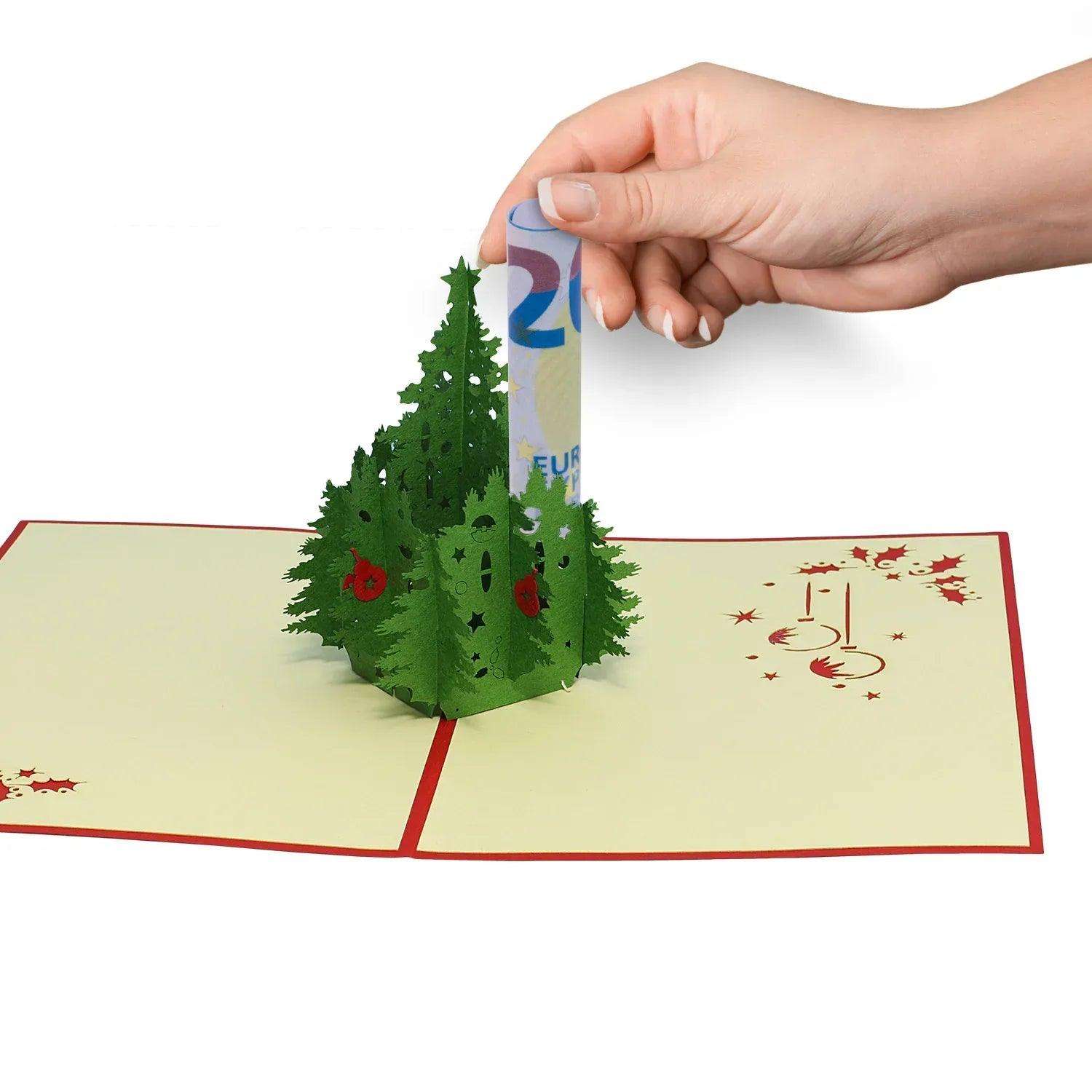 Pop Up Weihnachtskarte 3D - Klassischer Weihnachtsbaum, Tannenbaum, N412 LINPopUp N412
