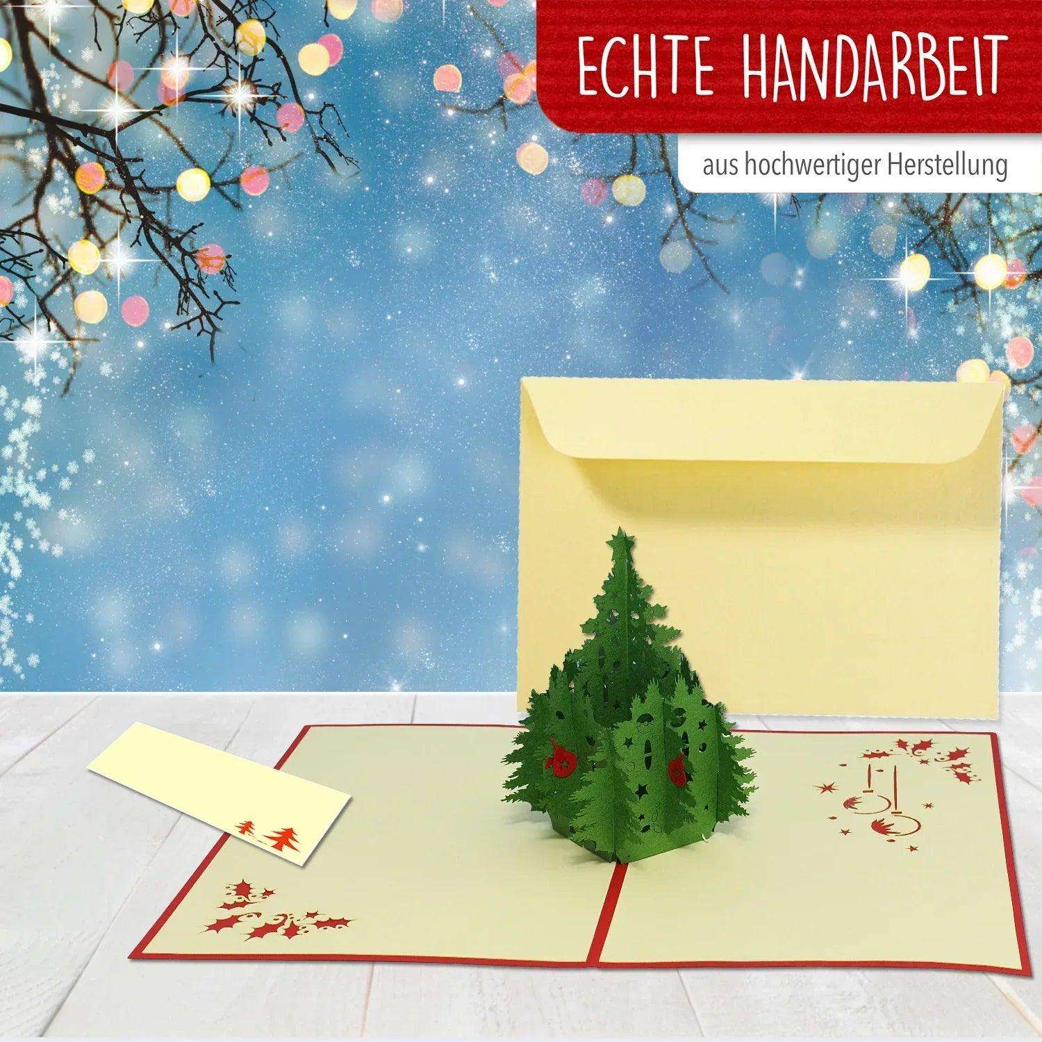 Pop Up Weihnachtskarte 3D - Klassischer Weihnachtsbaum, Tannenbaum, N412 LINPopUp N412