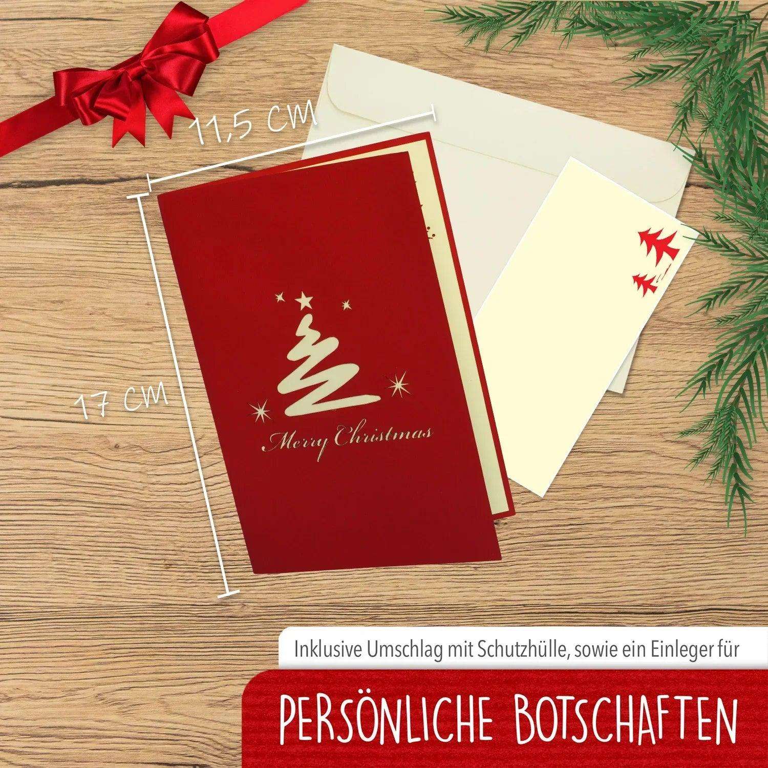 Pop Up Weihnachtskarte 3D - Klassischer Weihnachtsbaum, Tannenbaum, N412 LINPopUp N412