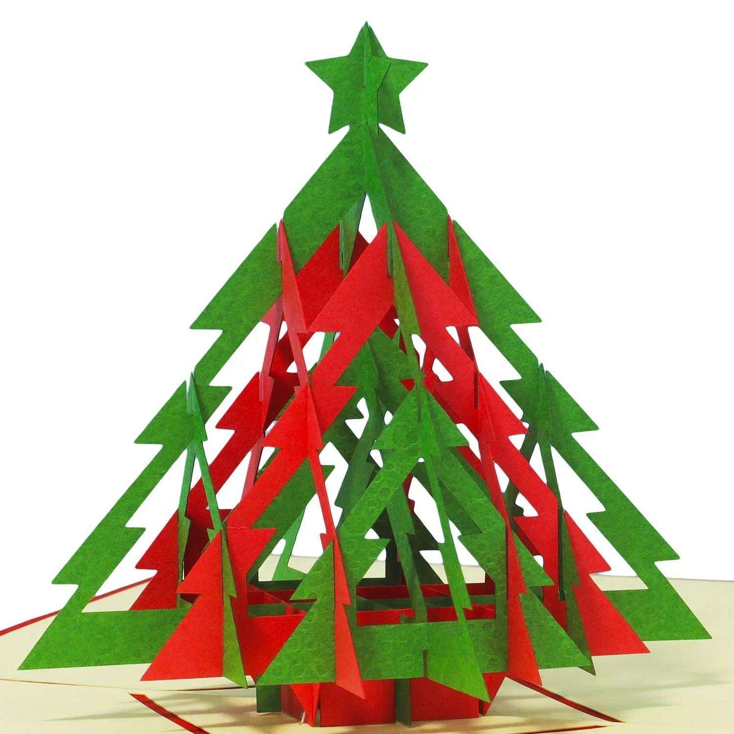 Pop Up Weihnachtskarte 3D - Moderner Weihnachtsbaum, Tannenbaum, Minimalistisch, N423 - LINPopUp