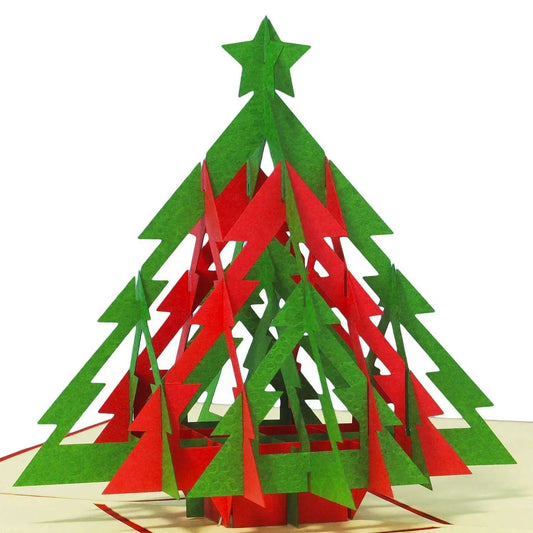 Pop Up Weihnachtskarte 3D - Moderner Weihnachtsbaum, Tannenbaum, Minimalistisch, N423 - LINPopUp