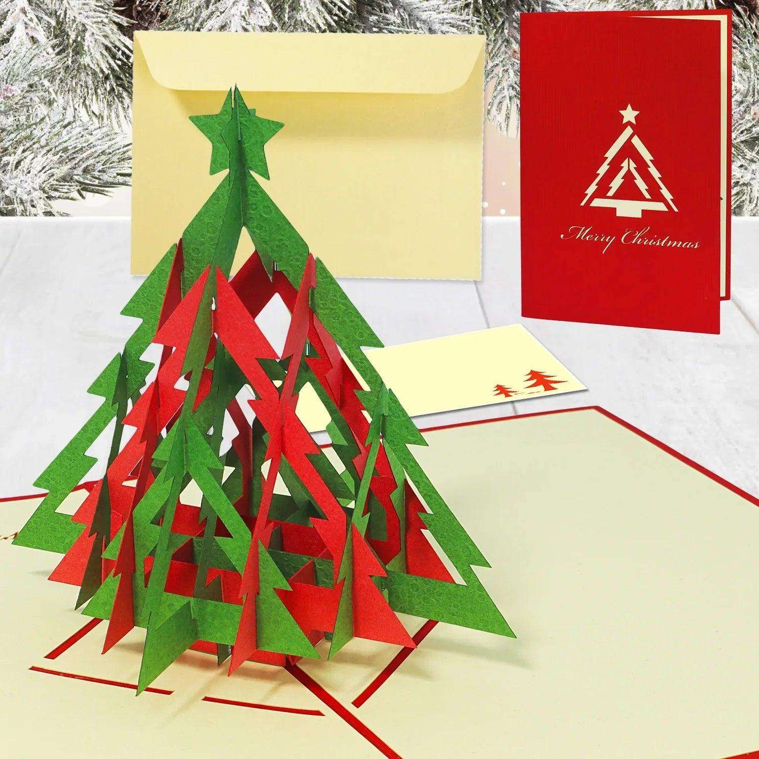 Pop Up Weihnachtskarte 3D - Moderner Weihnachtsbaum, Tannenbaum, Minimalistisch, N423 - LINPopUp