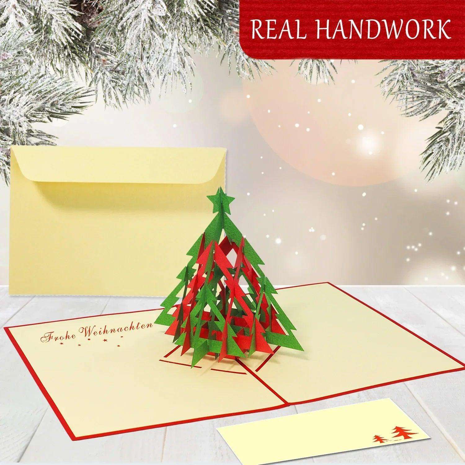 Pop Up Weihnachtskarte 3D - Moderner Weihnachtsbaum, Tannenbaum, Minimalistisch, N423 - LINPopUp