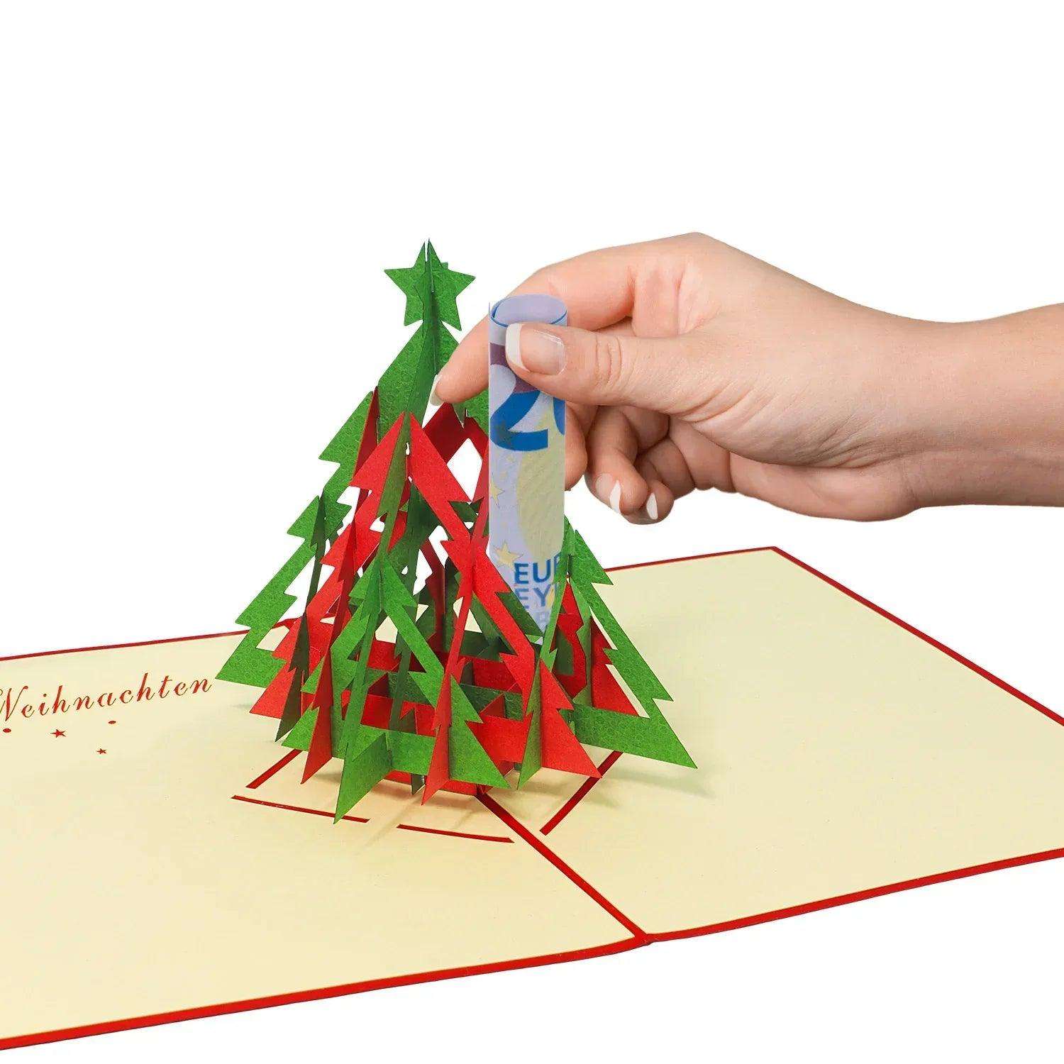 Pop Up Weihnachtskarte 3D - Moderner Weihnachtsbaum, Tannenbaum, Minimalistisch, N423 - LINPopUp