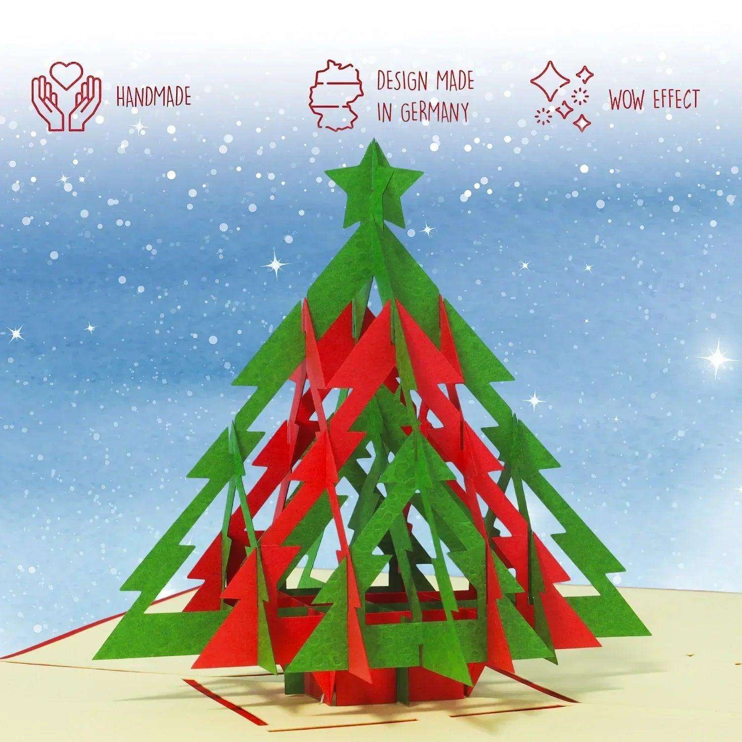 Pop Up Weihnachtskarte 3D - Moderner Weihnachtsbaum, Tannenbaum, Minimalistisch, N423 - LINPopUp