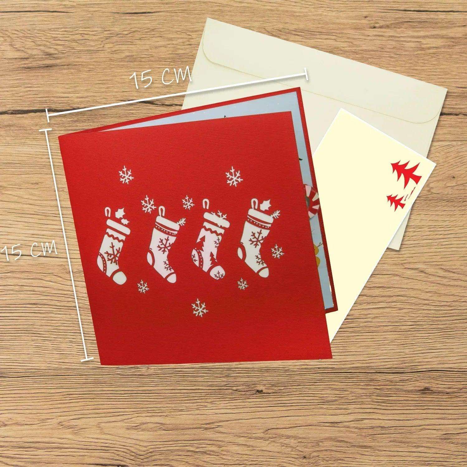 Pop Up Weihnachtskarte 3D - Nikolausstiefel mit Weihnachtsgeschenken, N431 - LINPopUp