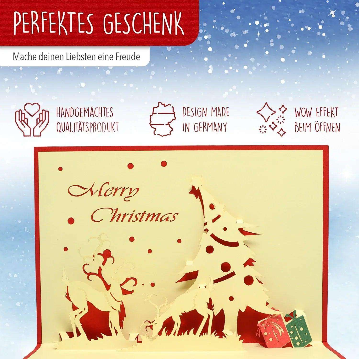 Pop Up Weihnachtskarte 3D - Rentier, N408 - LINPopUp