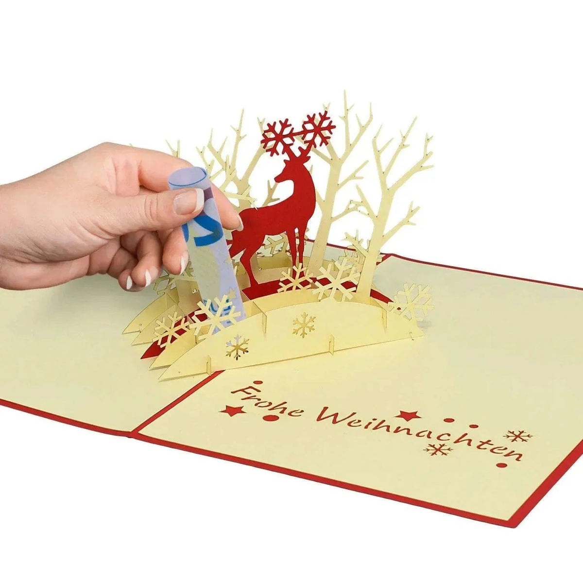 Pop Up Weihnachtskarte 3D - Rentier im Wald, N418 - LINPopUp