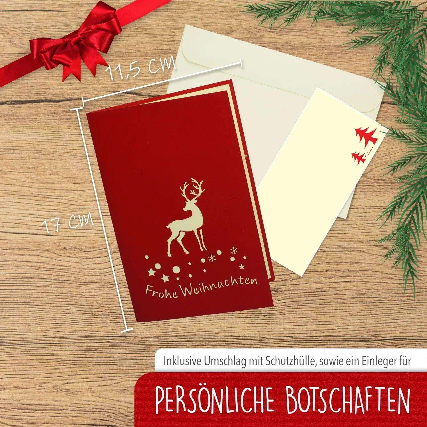 Pop Up Weihnachtskarte 3D - Rentier im Wald, N418 - LINPopUp
