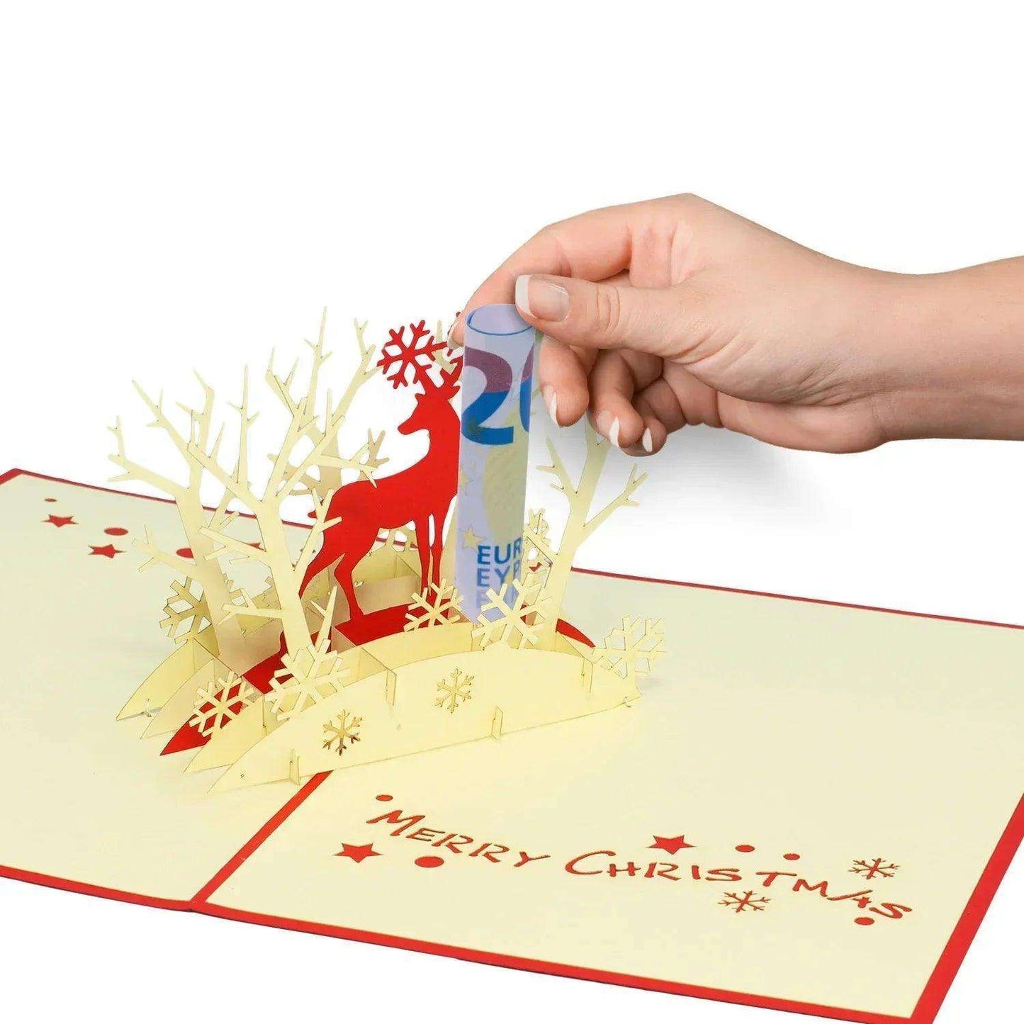 Pop Up Weihnachtskarte 3D - Rentier im Wald, N417 - LINPopUp