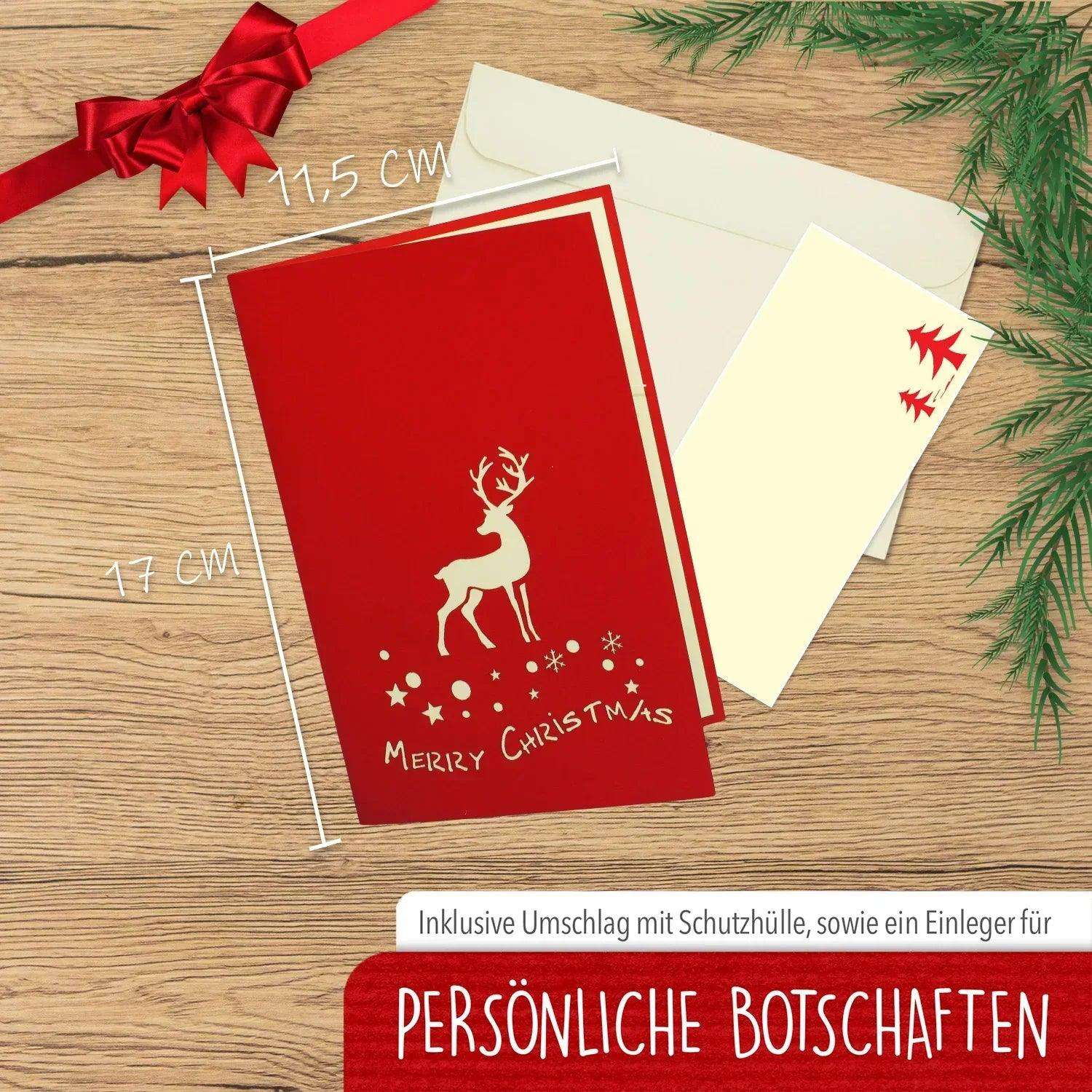 Pop Up Weihnachtskarte 3D - Rentier im Wald, N417 LINPopUp N417