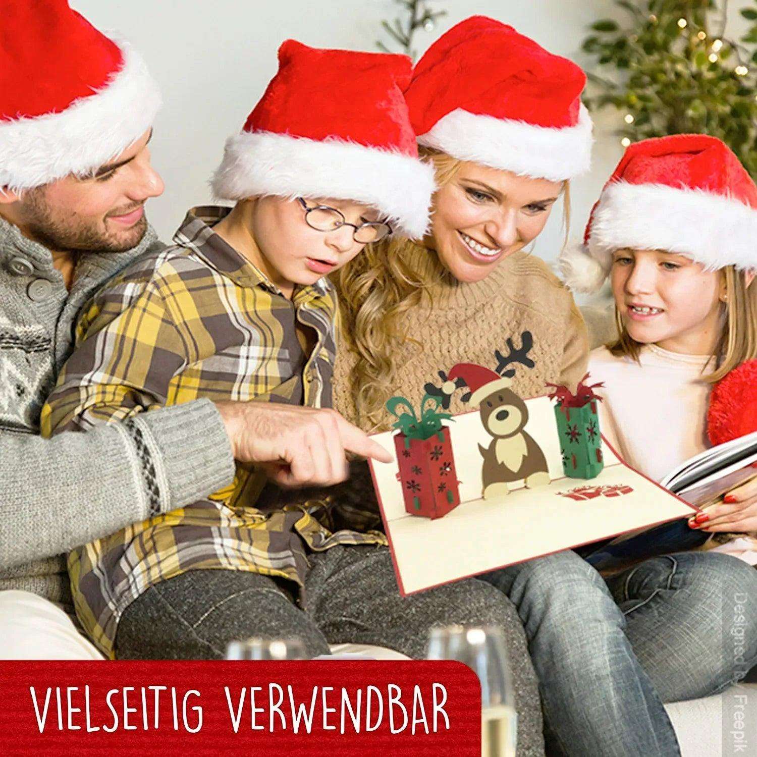 Pop Up Weihnachtskarte 3D - Rentier mit Geschenken, N448 - LINPopUp