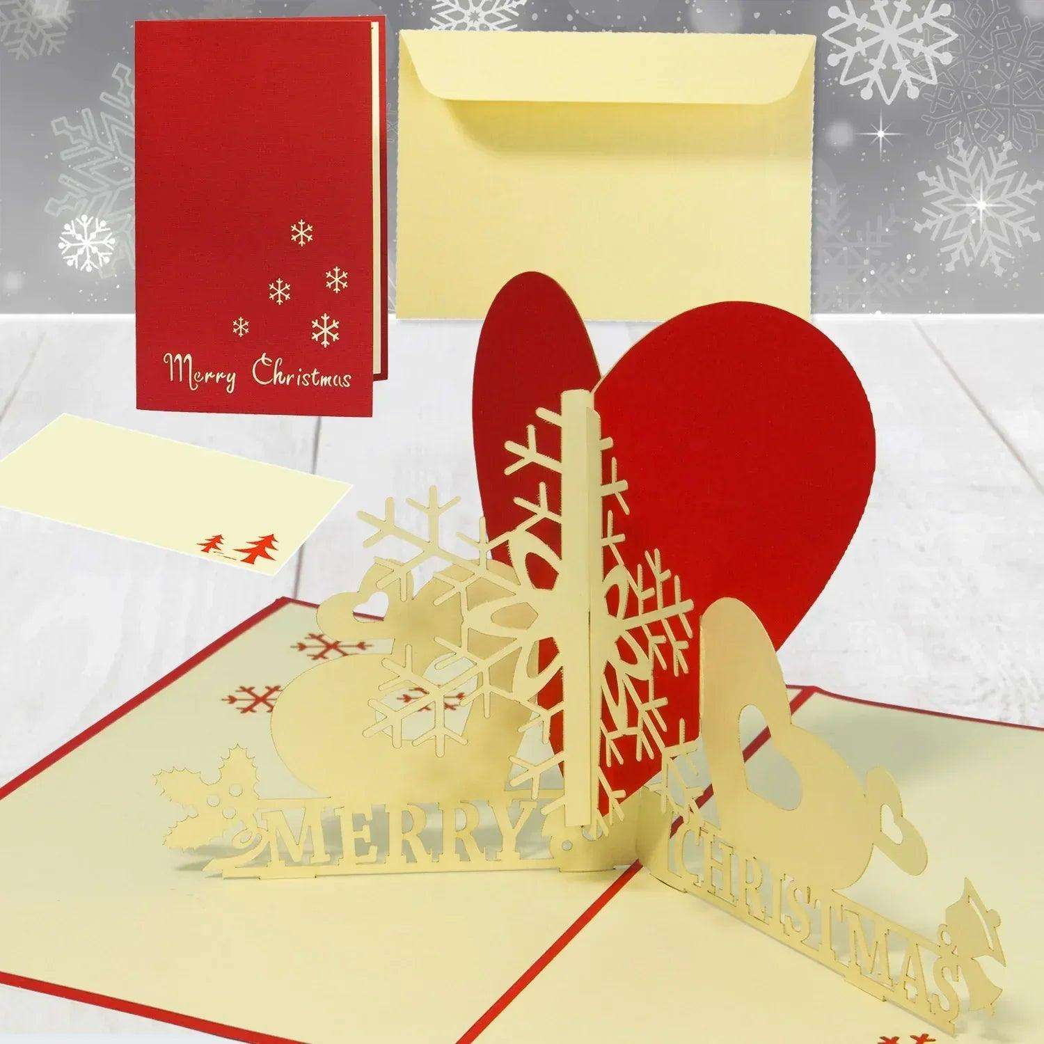 Pop Up Weihnachtskarte 3D - Schneeflocke mit Herz, N442 LINPopUp N442
