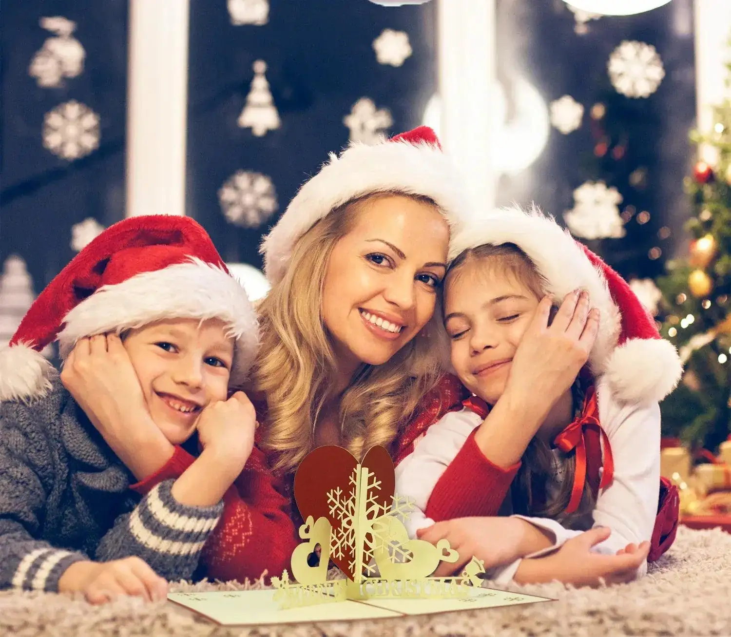 Pop Up Weihnachtskarte 3D - Schneeflocke mit Herz, N442 LINPopUp N442
