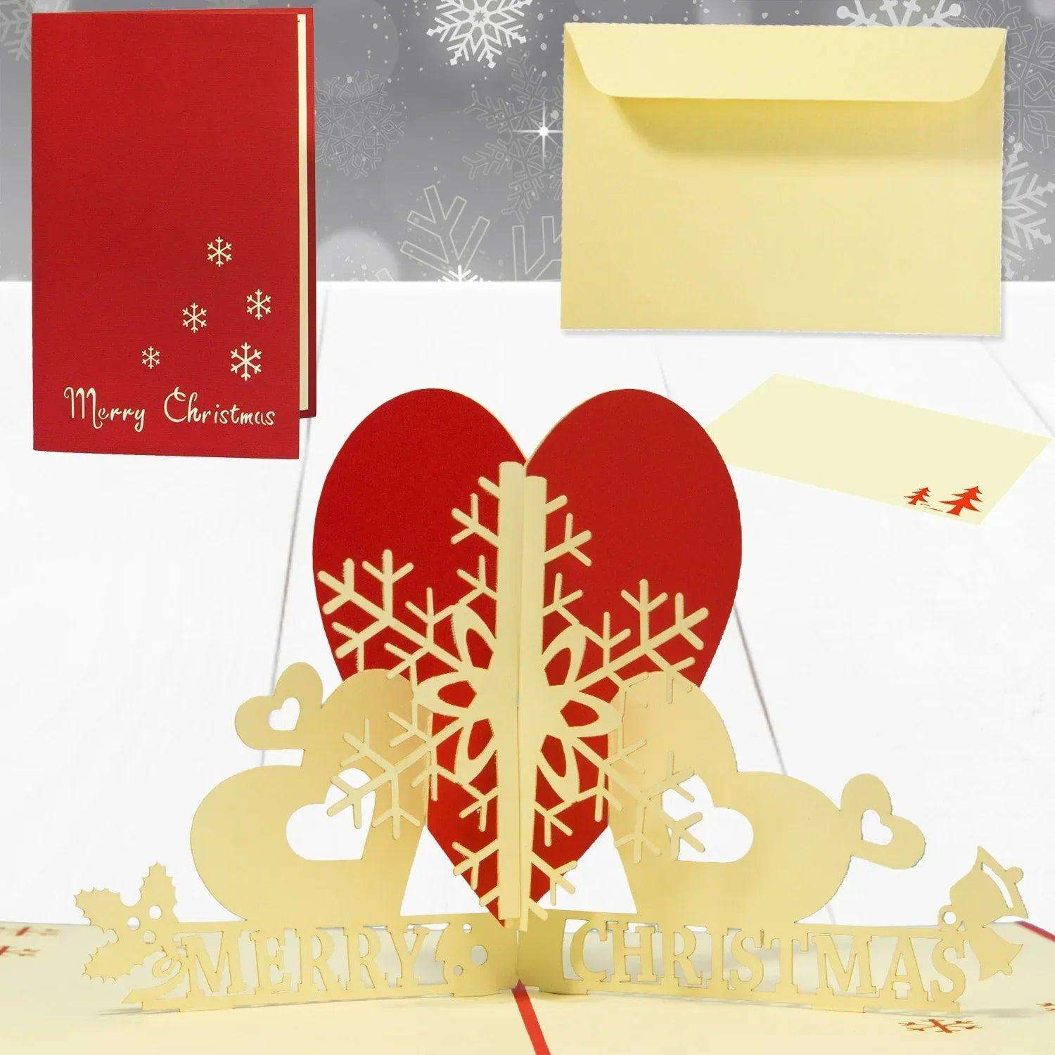 Pop Up Weihnachtskarte 3D - Schneeflocke mit Herz, N442 LINPopUp N442