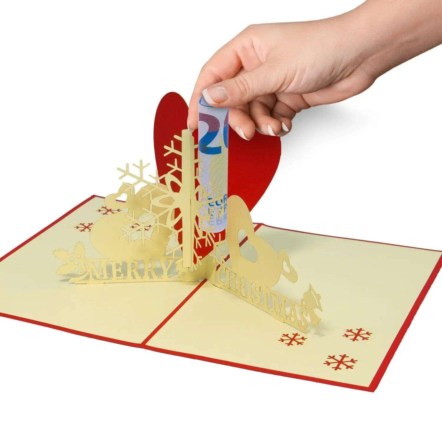 Pop Up Weihnachtskarte 3D - Schneeflocke mit Herz, N442 LINPopUp N442