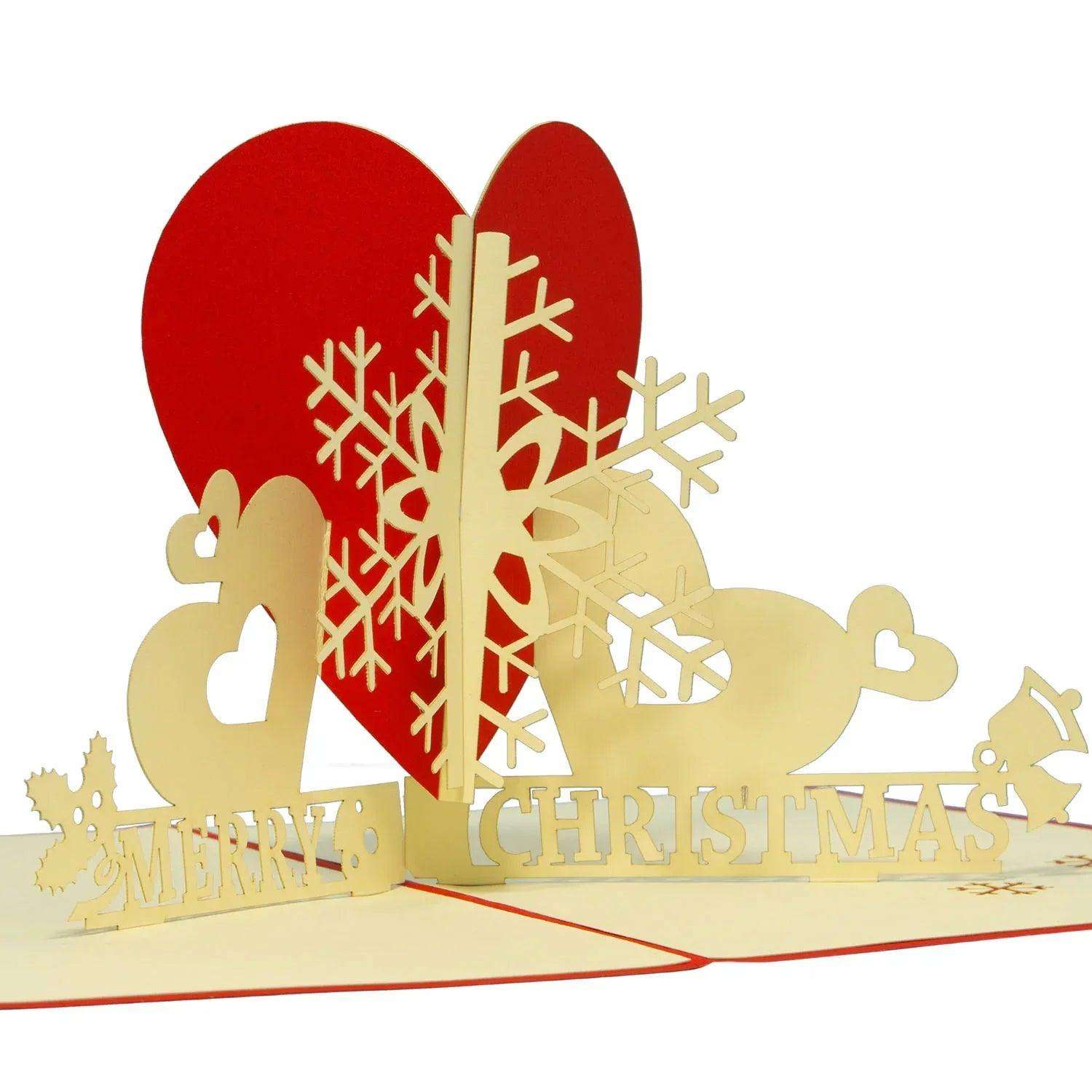 Pop Up Weihnachtskarte 3D - Schneeflocke mit Herz, N442 LINPopUp N442