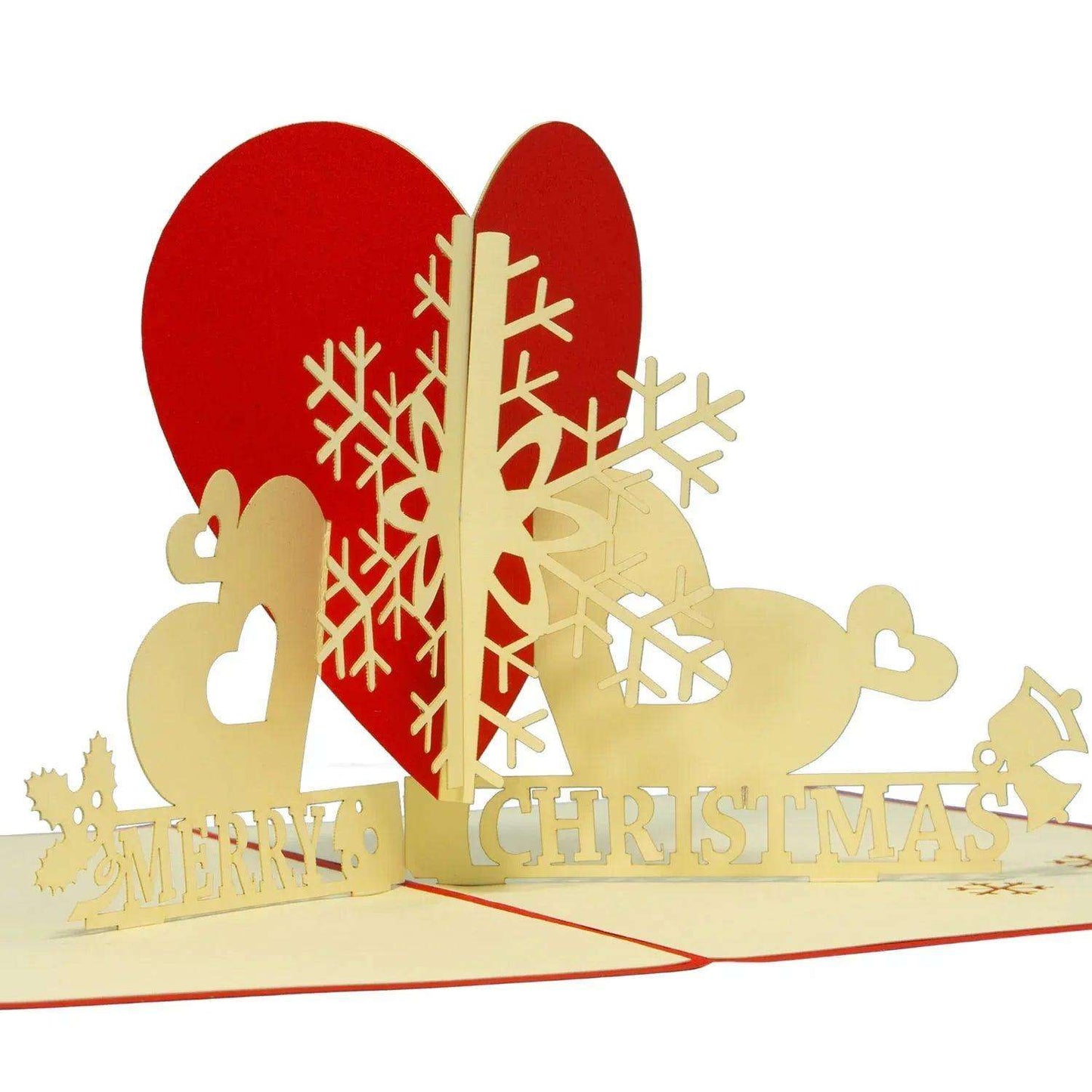 Pop Up Weihnachtskarte 3D - Schneeflocke mit Herz, N442 - LINPopUp