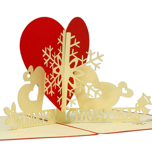 Pop Up Weihnachtskarte 3D - Schneeflocke mit Herz, N442 LINPopUp N442
