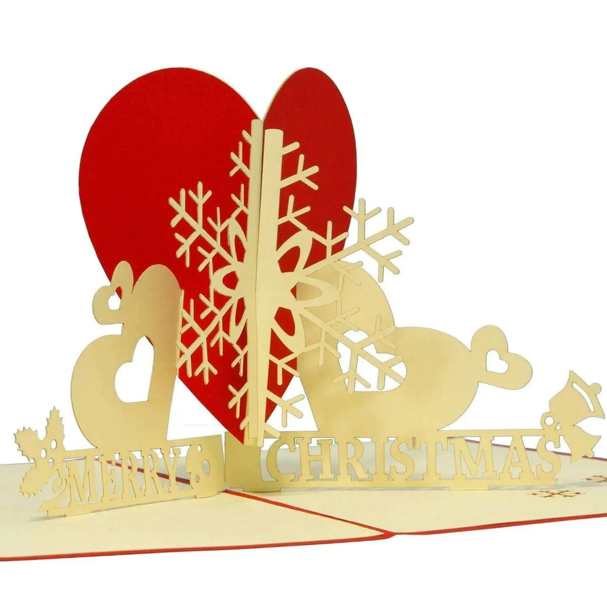Pop Up Weihnachtskarte 3D - Schneeflocke mit Herz, N442 - LINPopUp