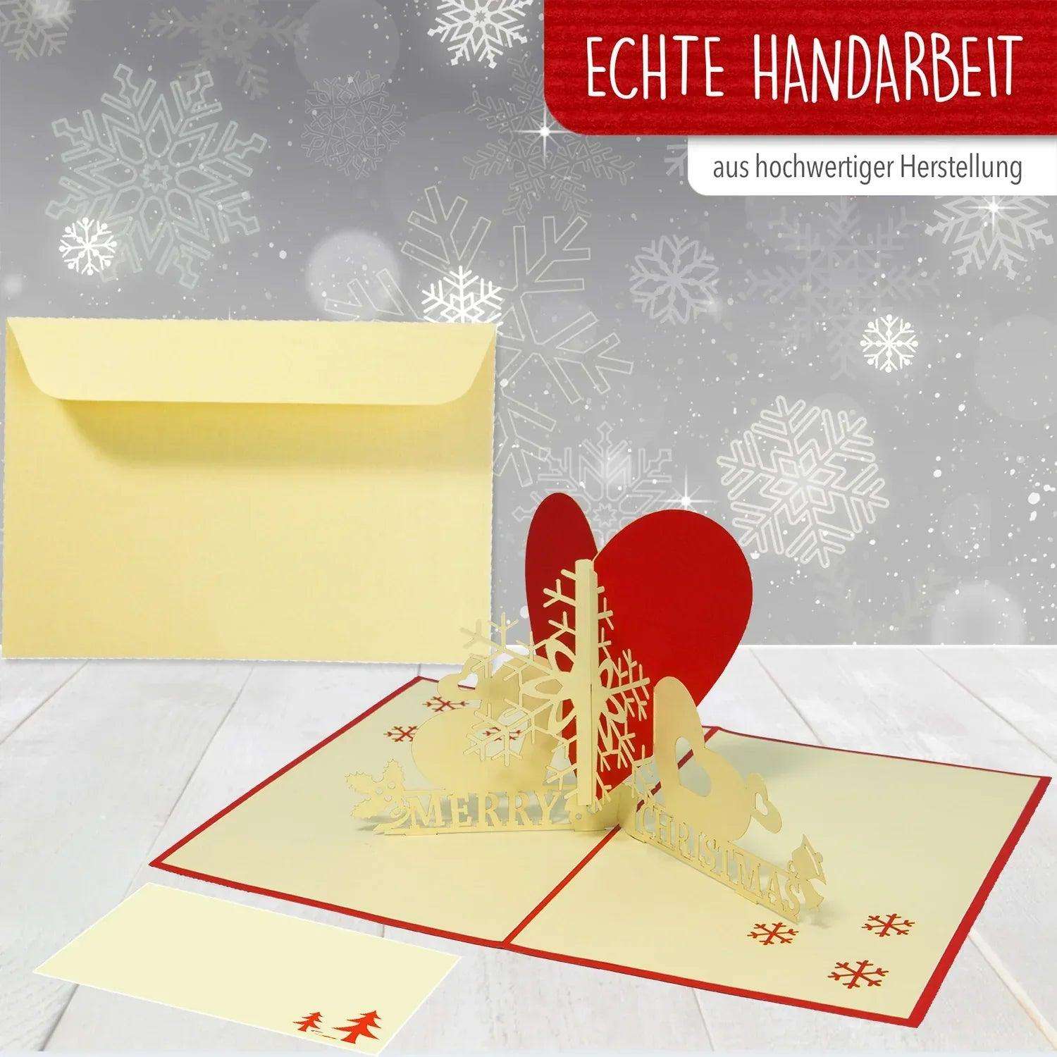 Pop Up Weihnachtskarte 3D - Schneeflocke mit Herz, N442 LINPopUp N442