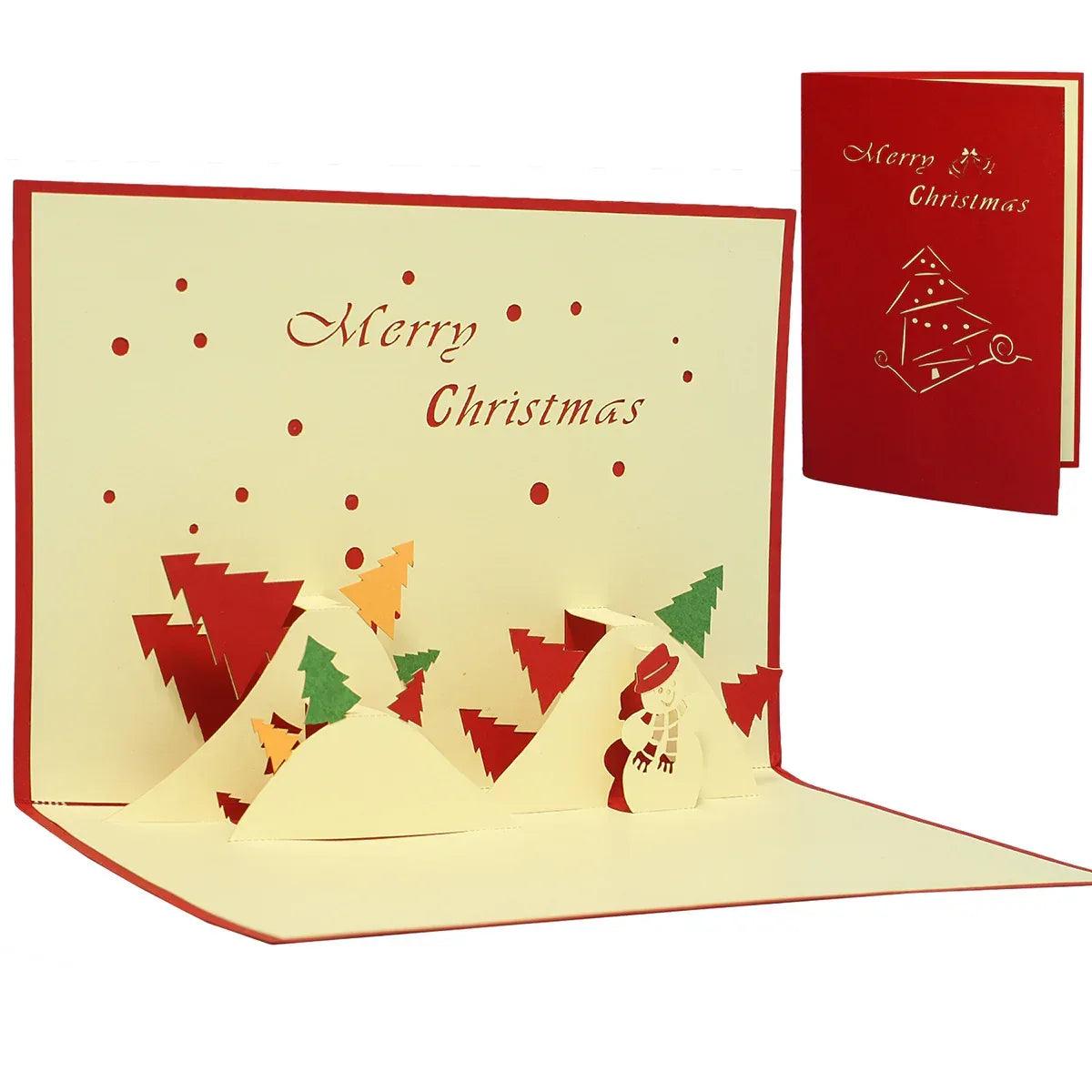 Pop Up Weihnachtskarte 3D - Schneemann Landschaft, N406 - LINPopUp