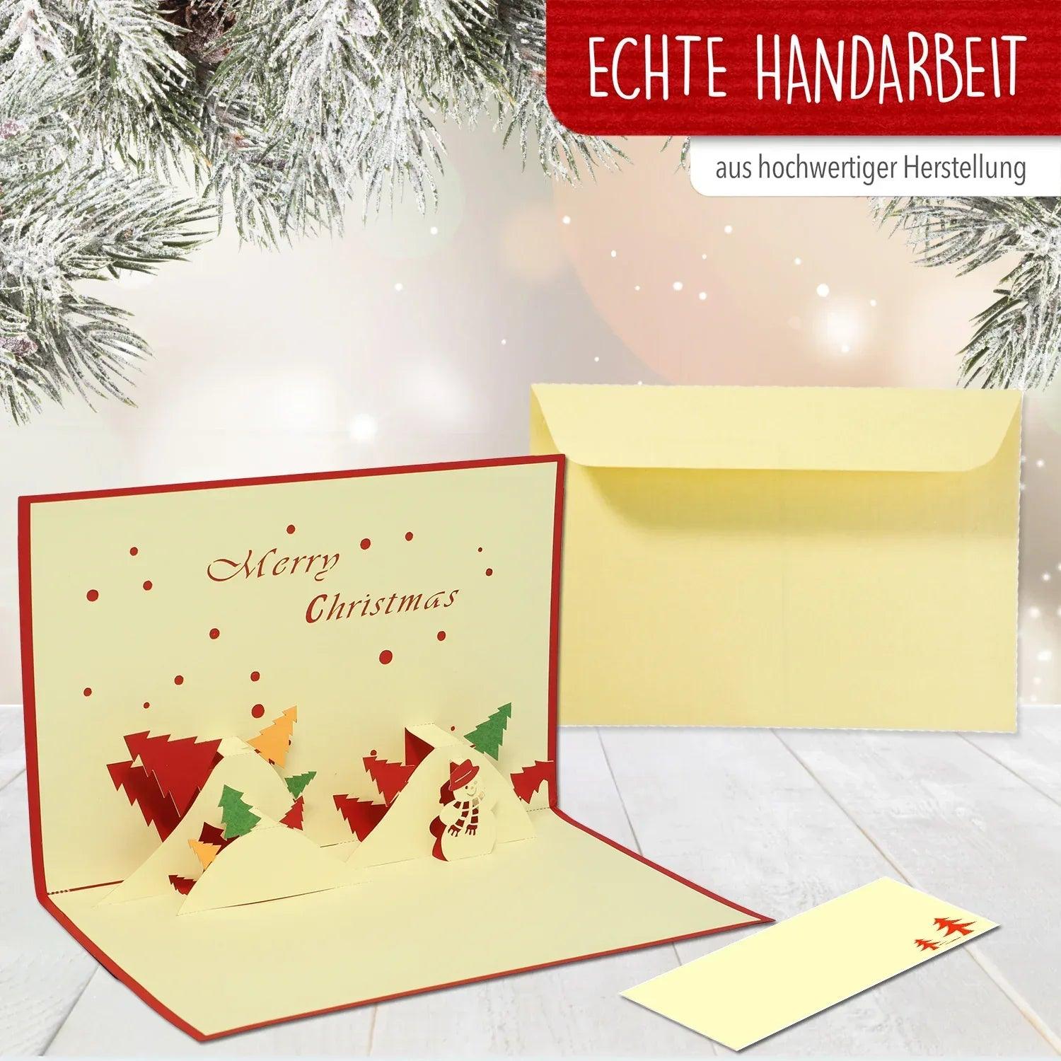 Pop Up Weihnachtskarte 3D - Schneemann Landschaft, N406 - LINPopUp