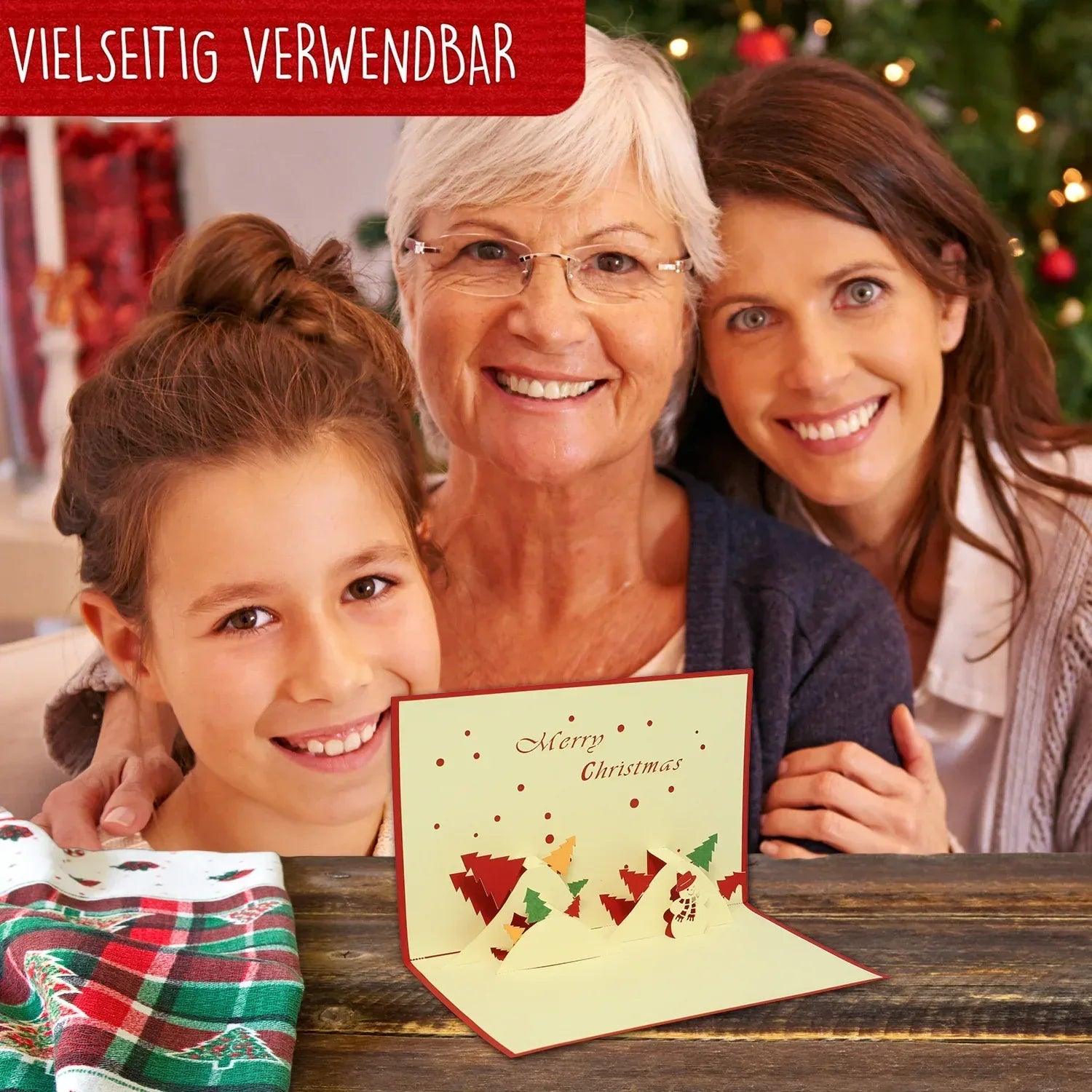 Pop Up Weihnachtskarte 3D - Schneemann Landschaft, N406 - LINPopUp