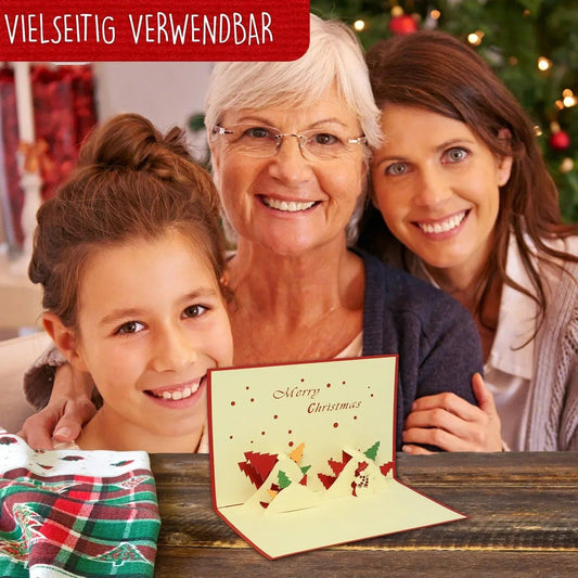Pop Up Weihnachtskarte 3D - Schneemann Landschaft, N406 - LINPopUp