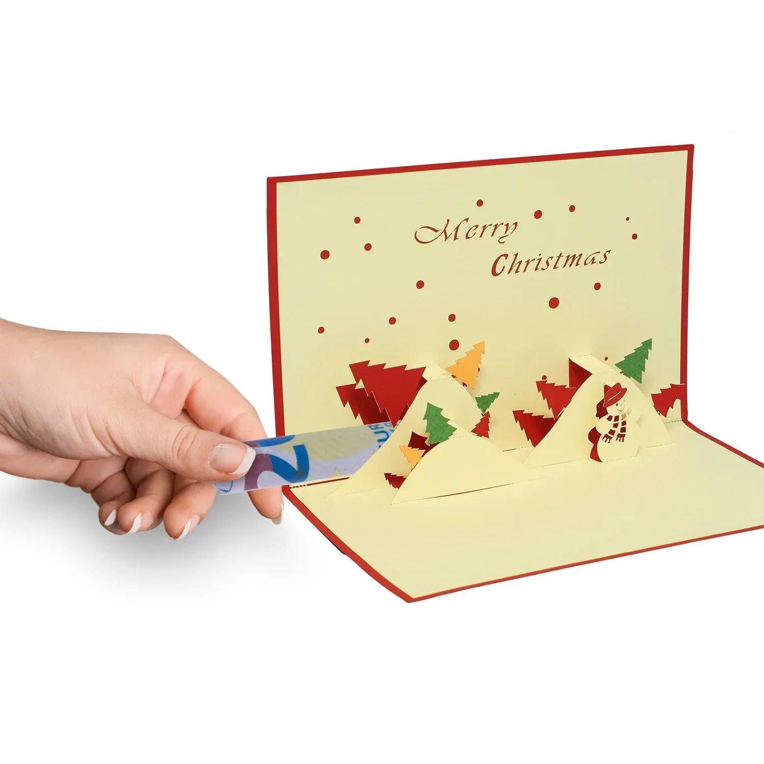 Pop Up Weihnachtskarte 3D - Schneemann Landschaft, N406 - LINPopUp