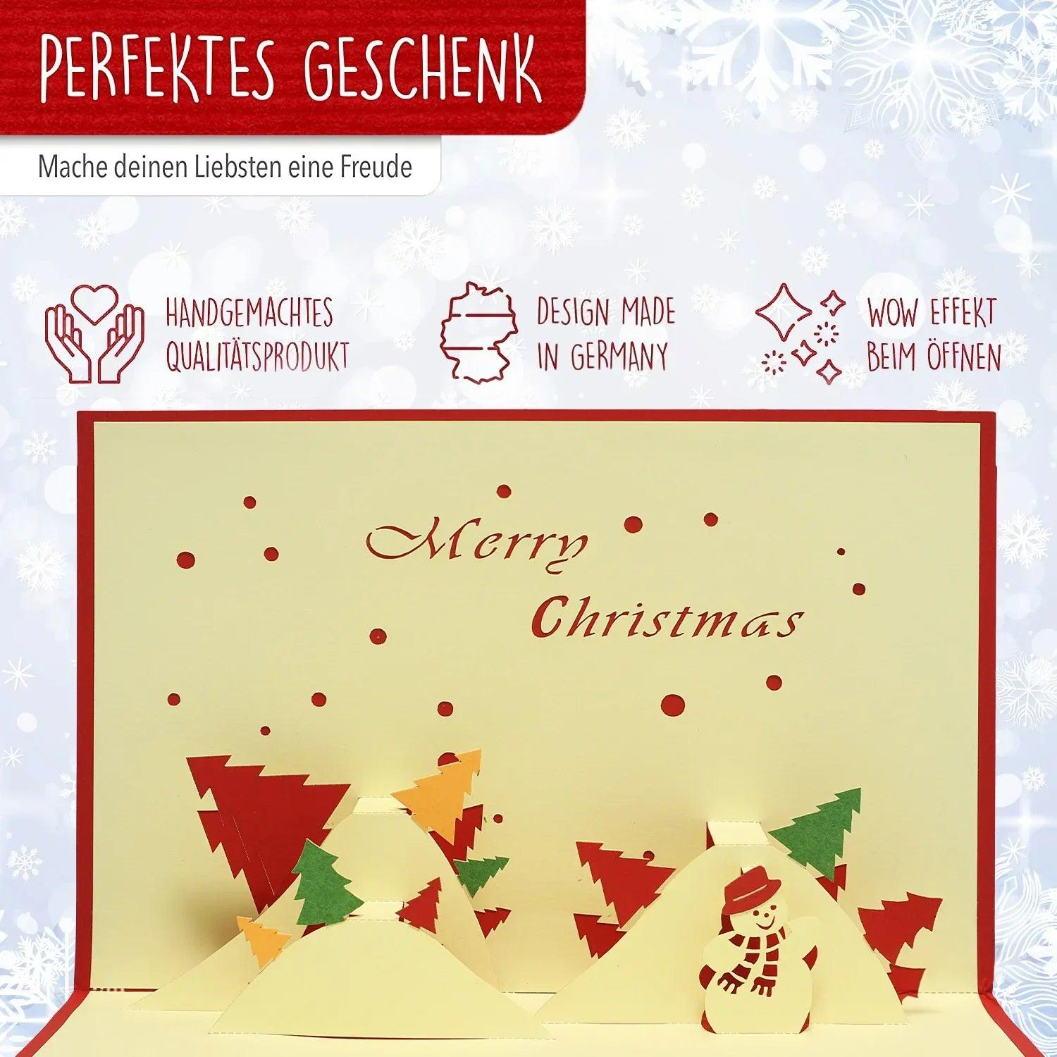 Pop Up Weihnachtskarte 3D - Schneemann Landschaft, N406 - LINPopUp