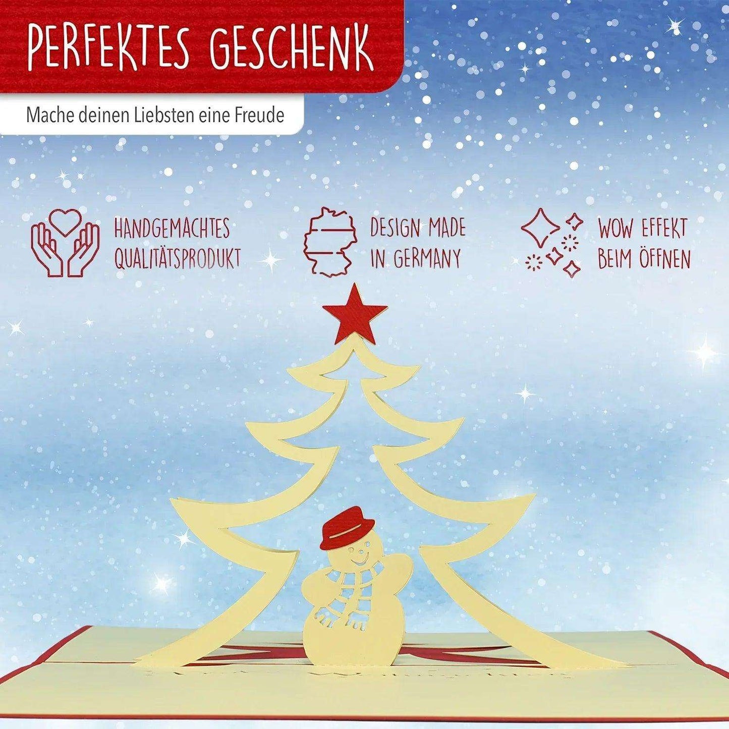 Pop Up Weihnachtskarte 3D - Schneemann, Tannenbaum, N405 - LINPopUp