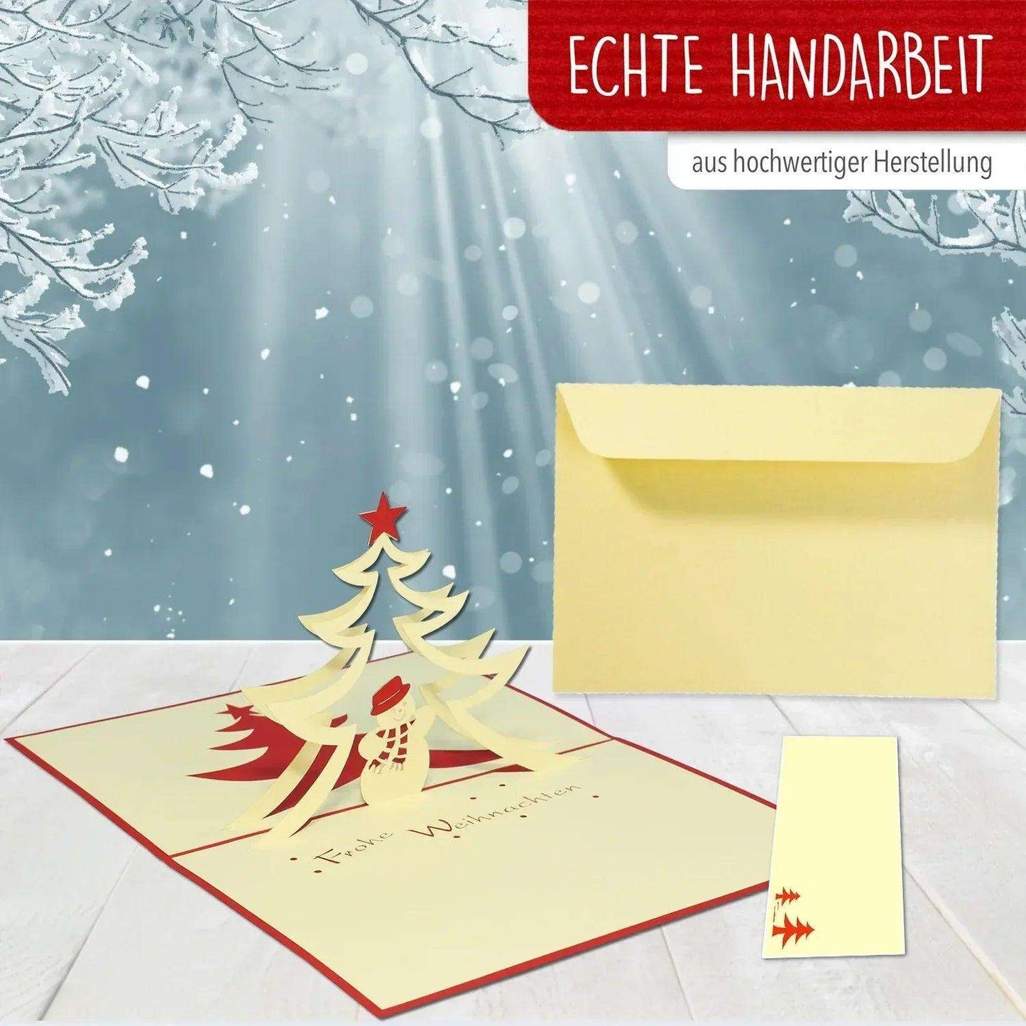 Pop Up Weihnachtskarte 3D - Schneemann, Tannenbaum, N405 - LINPopUp
