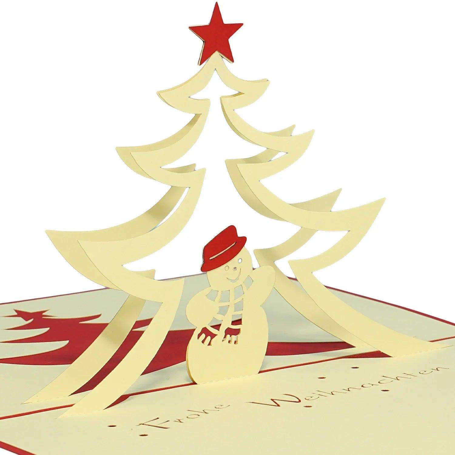 Pop Up Weihnachtskarte 3D - Schneemann, Tannenbaum, N405 LINPopUp N405