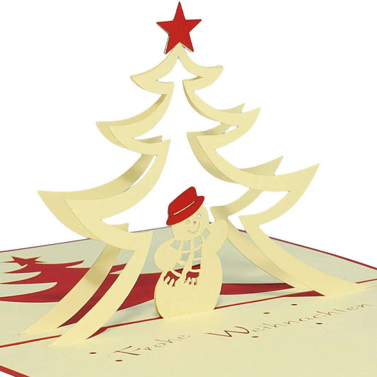 Pop Up Weihnachtskarte 3D - Schneemann, Tannenbaum, N405 - LINPopUp