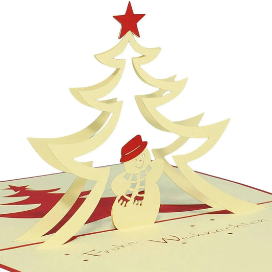 Pop Up Weihnachtskarte 3D - Schneemann, Tannenbaum, N405 - LINPopUp