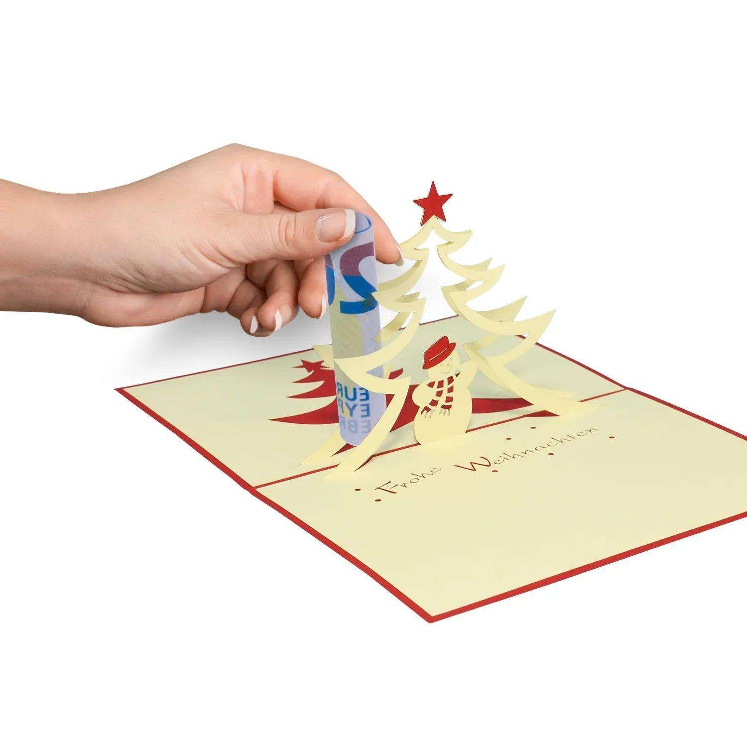 Pop Up Weihnachtskarte 3D - Schneemann, Tannenbaum, N405 LINPopUp N405