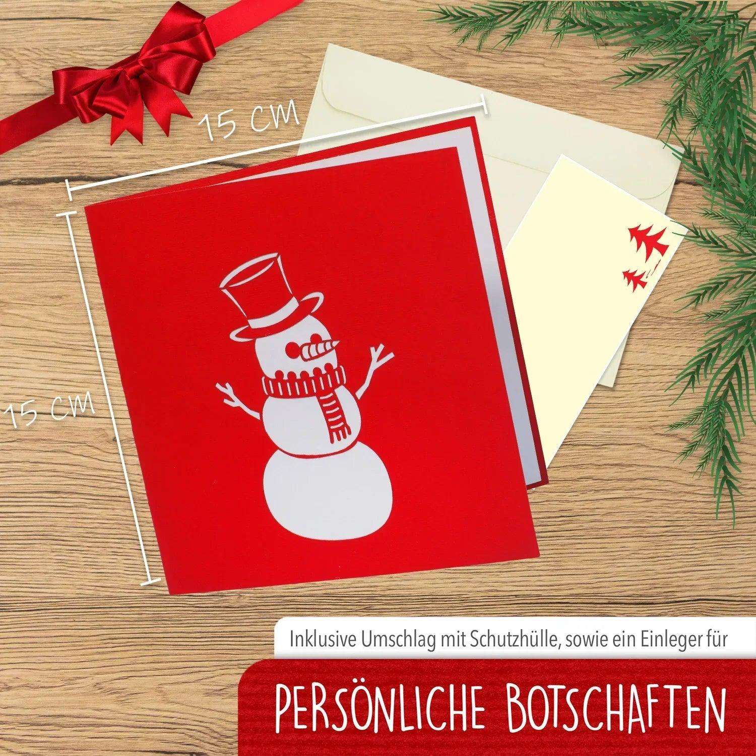 Pop Up Weihnachtskarte 3D - Schneemann mit Kindern, N447 - LINPopUp