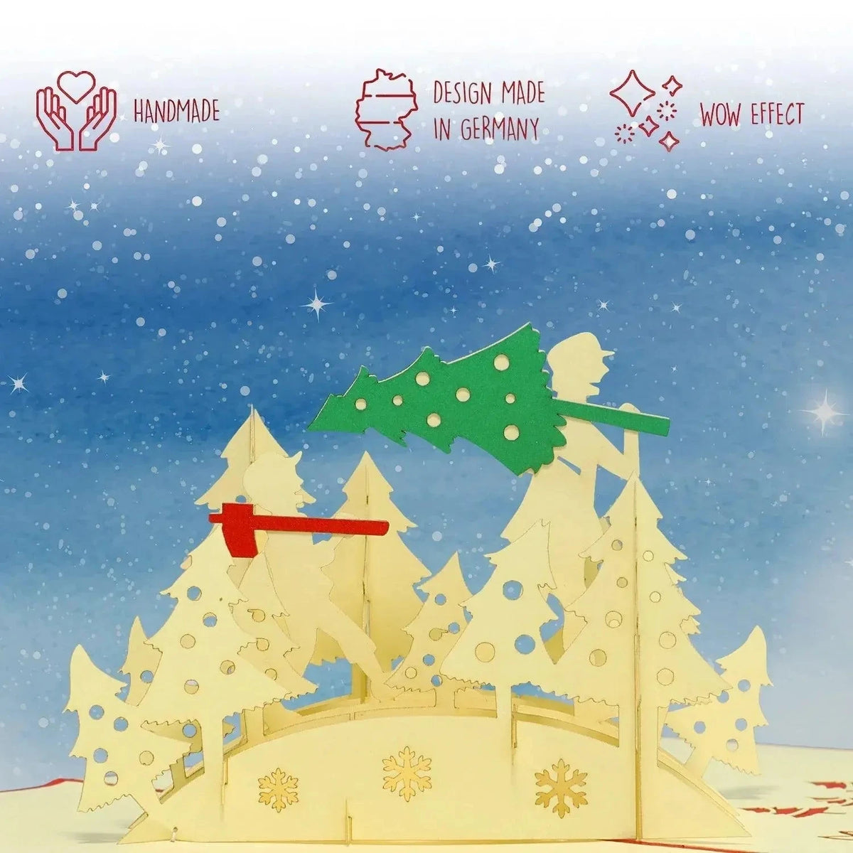 Pop Up Weihnachtskarte 3D - Tannenbaum fällen, N421 - LINPopUp