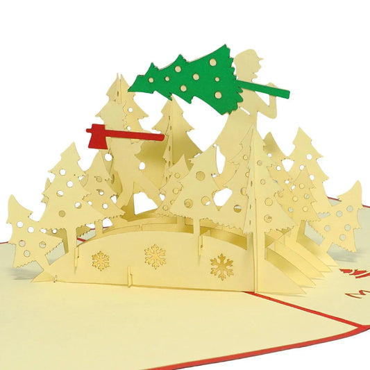 Pop Up Weihnachtskarte 3D - Tannenbaum fällen, N421 - LINPopUp