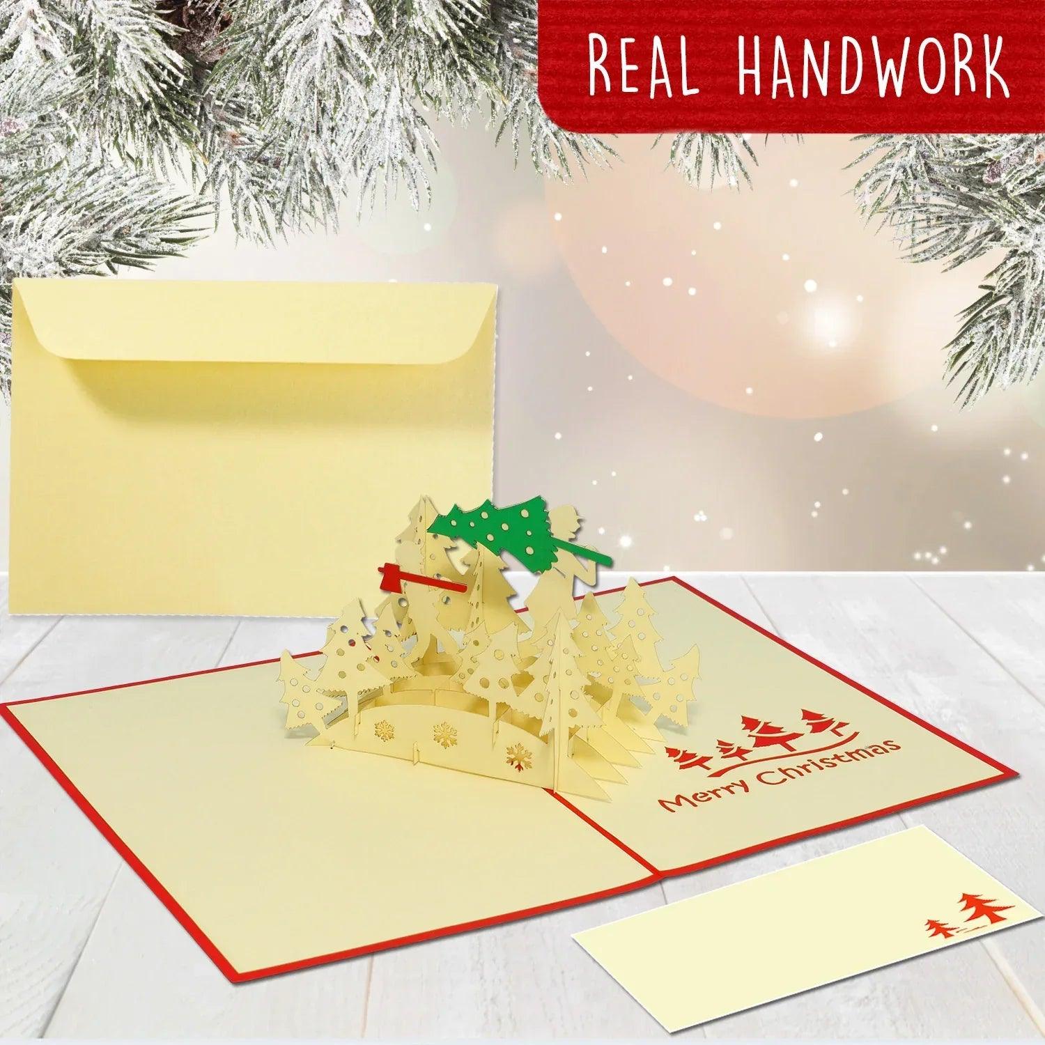Pop Up Weihnachtskarte 3D - Tannenbaum fällen, N421 - LINPopUp